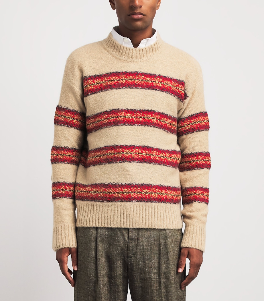 DRIES VAN NOTEN Mens Alpaca-Wool-Blend Stripe Sweater Image 4