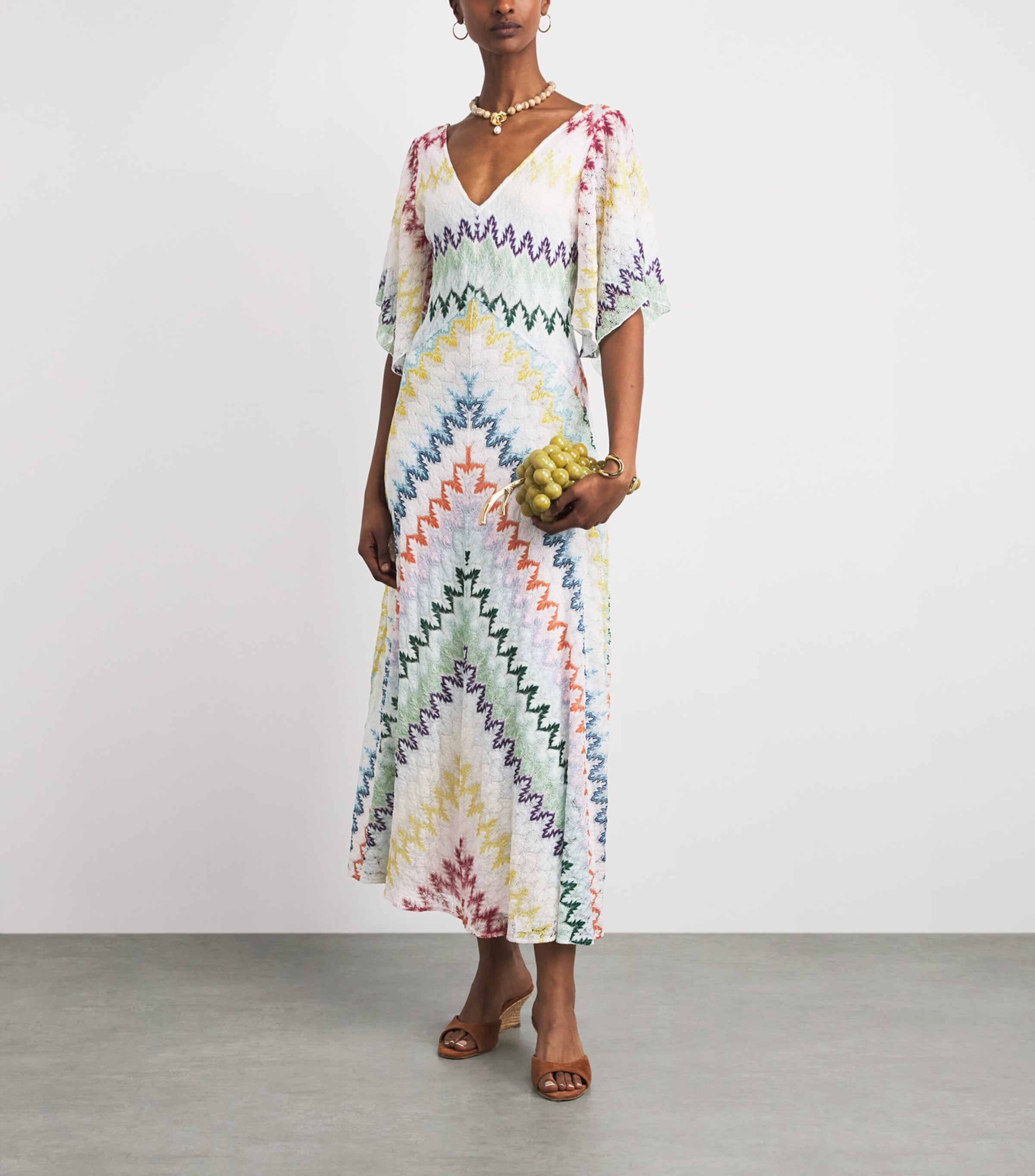 Missoni Womens Short-Sleeve Zigzag Midi Dress Mlti/white Bse Image 2