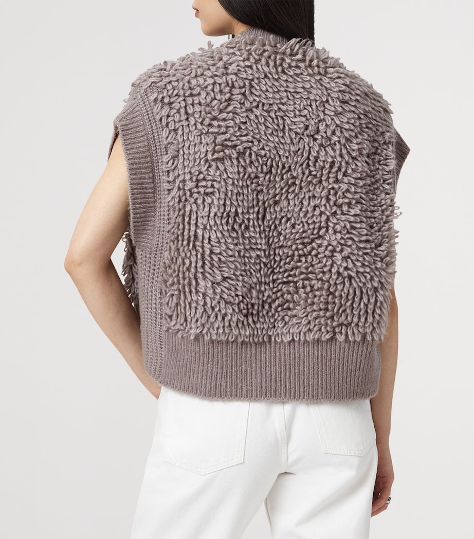 Wool-Blend Open-Front Elias Gilet TAUPE BROWN Image 5