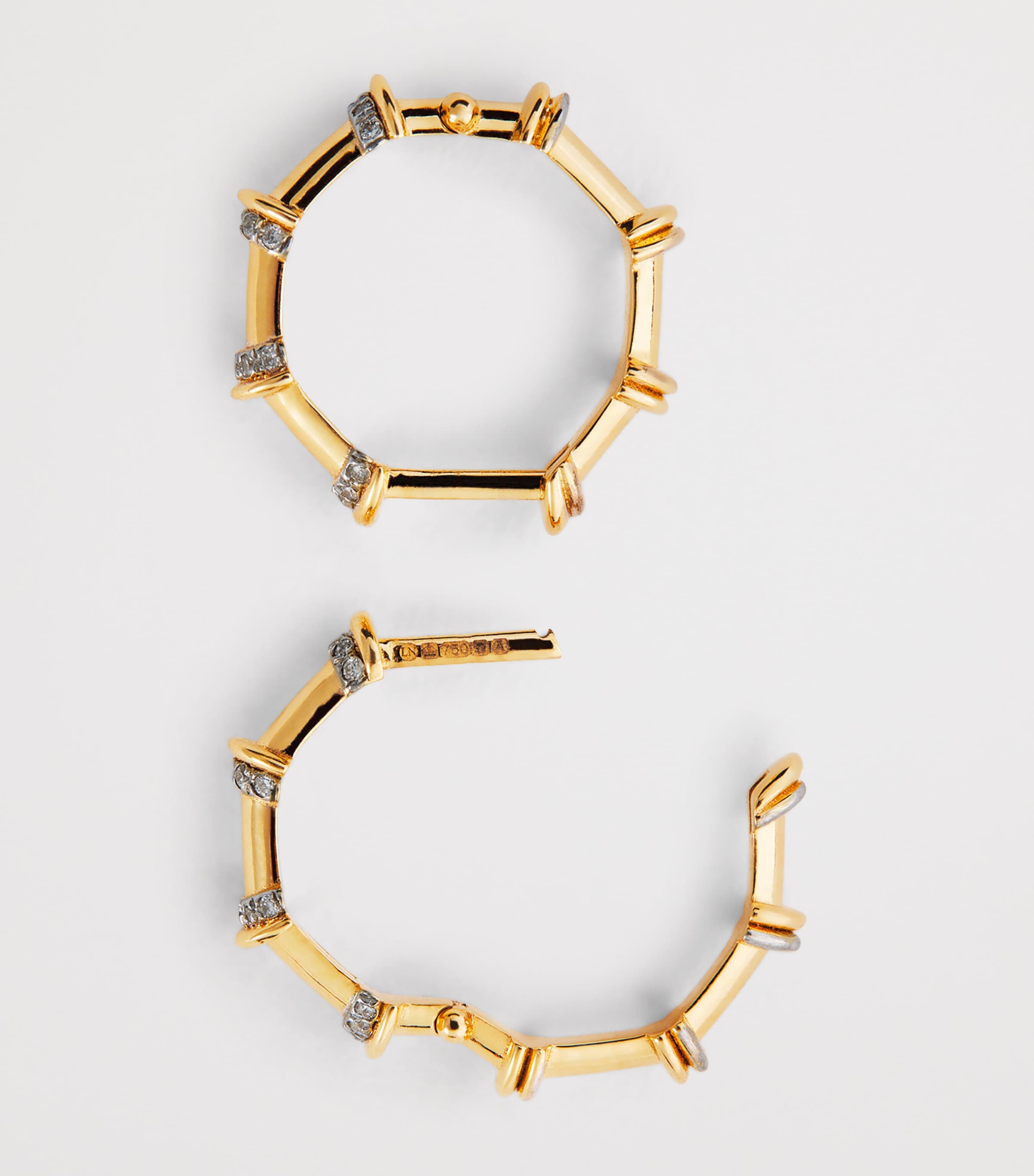 Small Yellow Gold and Diamond Warrior N*93 Hoop Earrings YELLOW GOLD Image 5