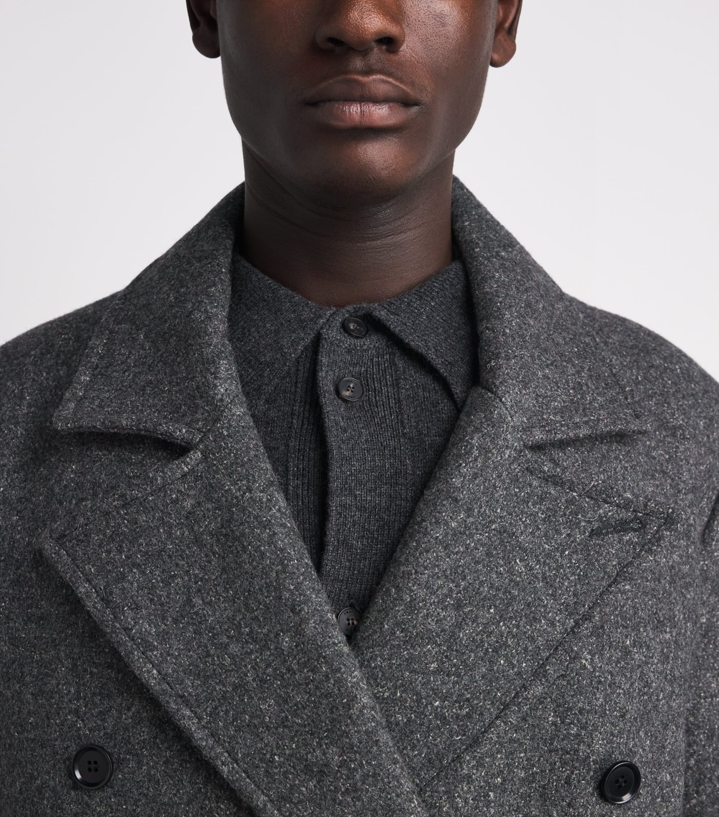 Samsøe Samsøe Mens Wool-Blend Savince Overcoat Dark Grey Mel. Image 3