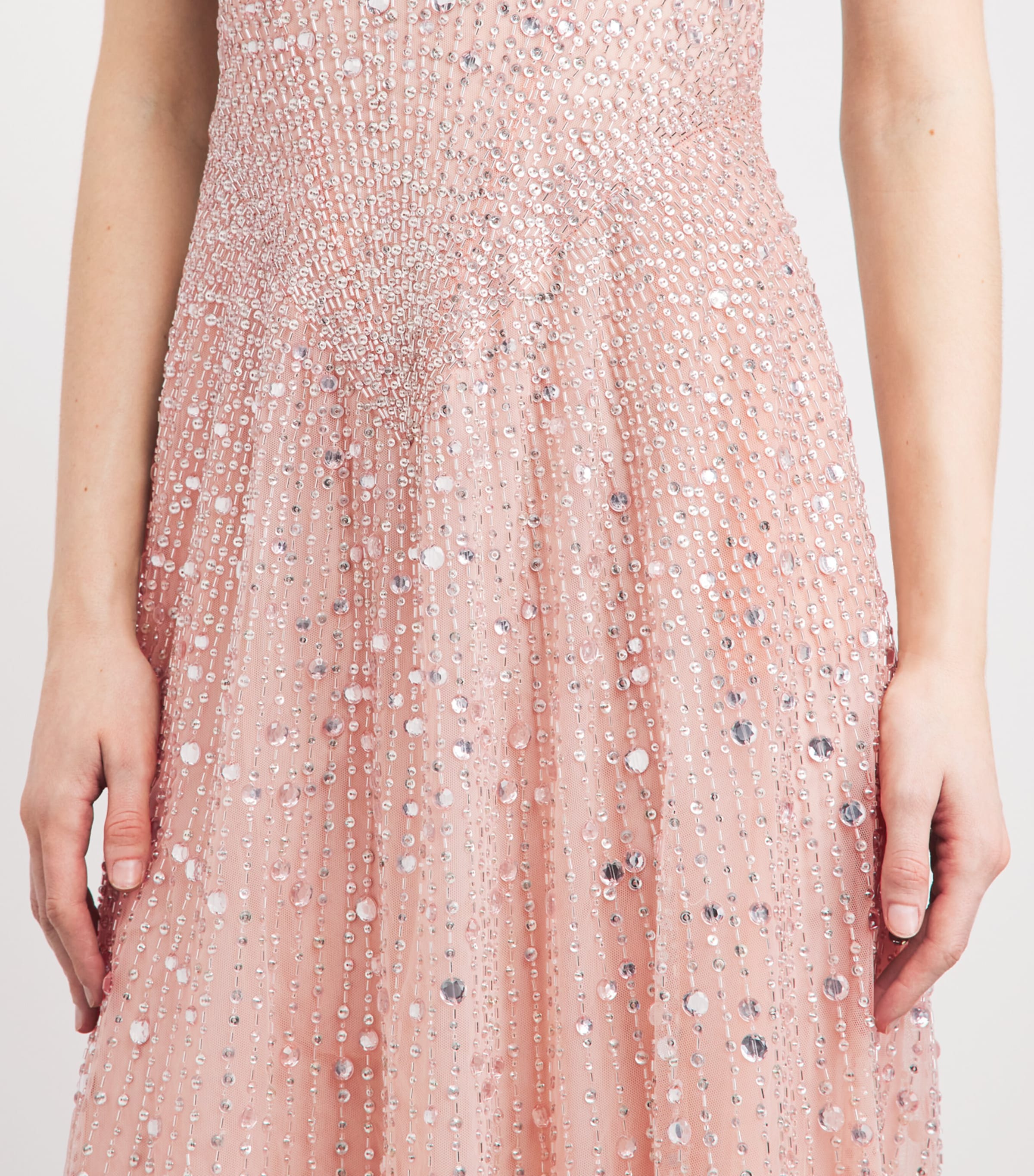 GEORGES HOBEIKA Womens Silk-Blend Embellished Sleeveless Gown Pink Rose Smoke Image 3