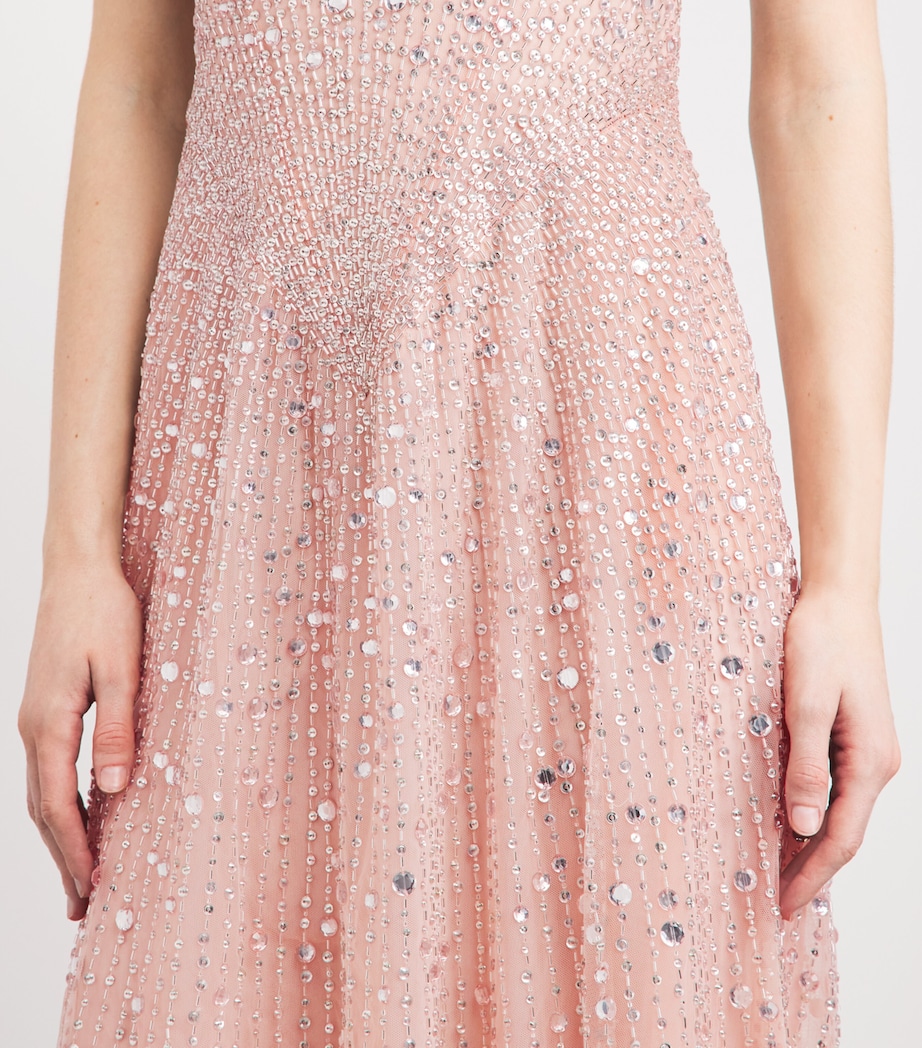 GEORGES HOBEIKA Womens Silk-Blend Embellished Sleeveless Gown Pink Rose Smoke Image 3