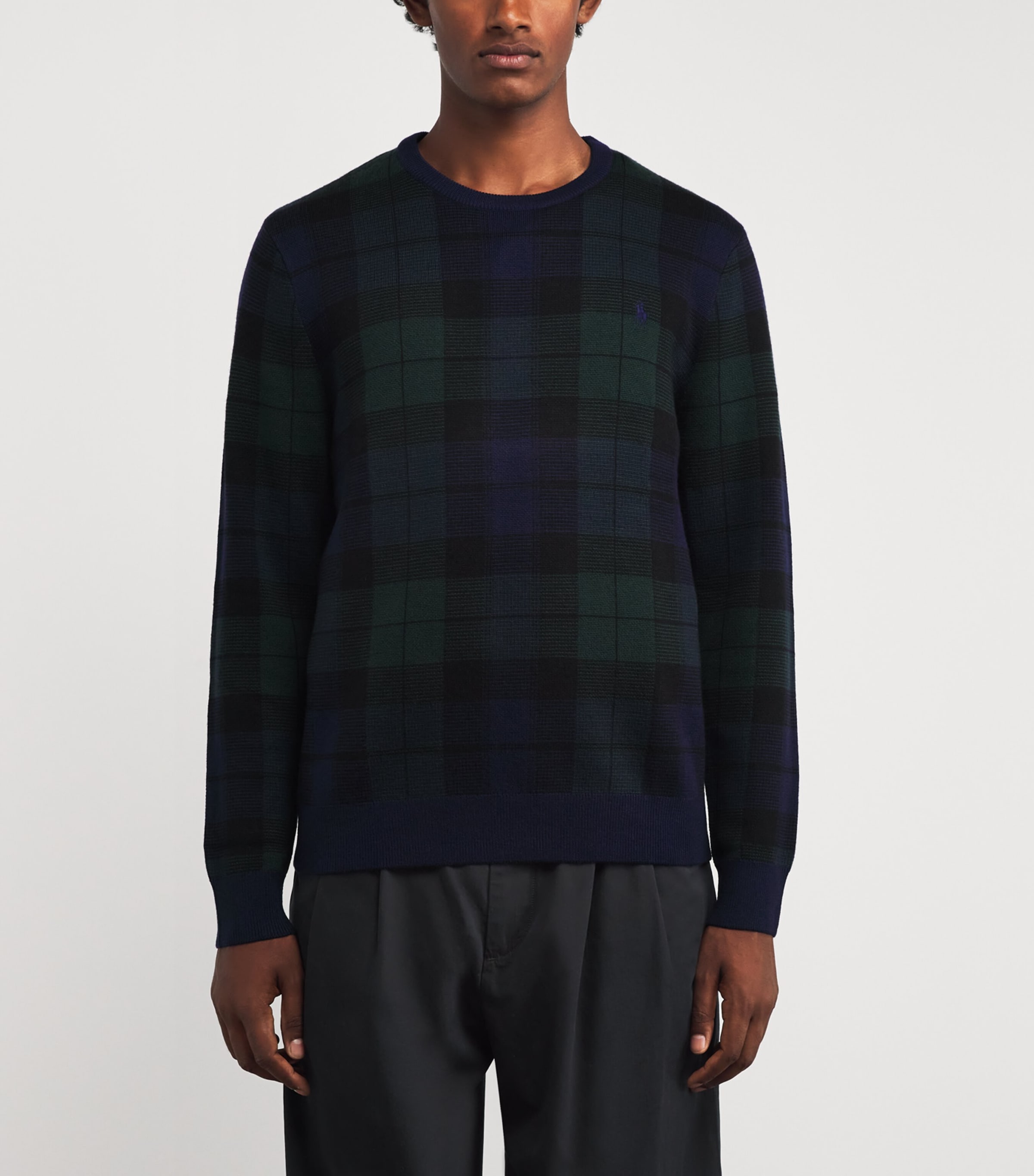 Merino Wool Plaid Polo Pony Sweater MULTI Image 3