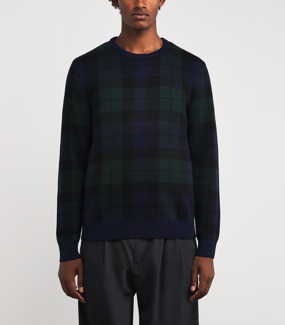 Merino Wool Plaid Polo Pony Sweater MULTI Image 3