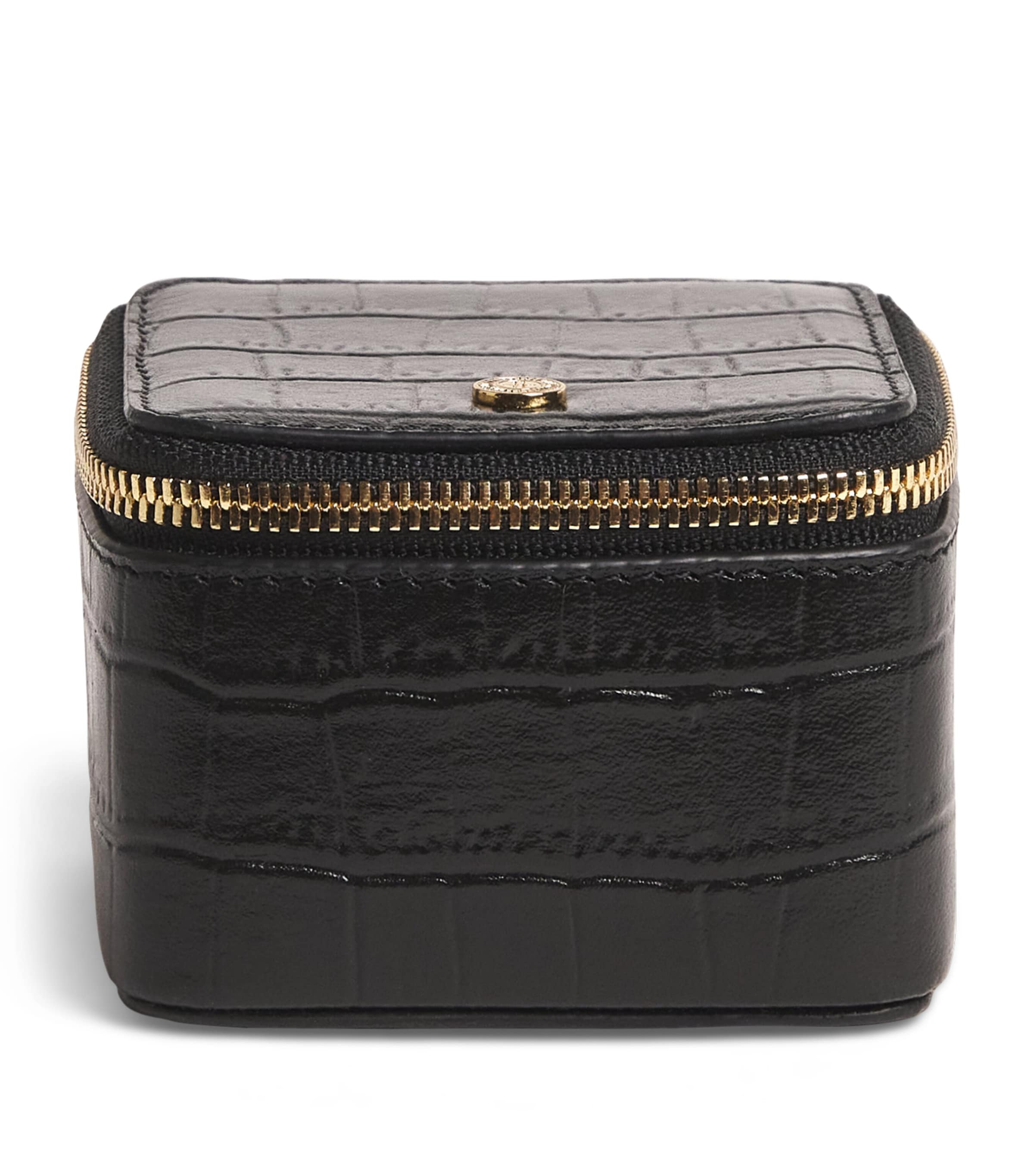 Harrods Small Leather Trinket Box In Black
