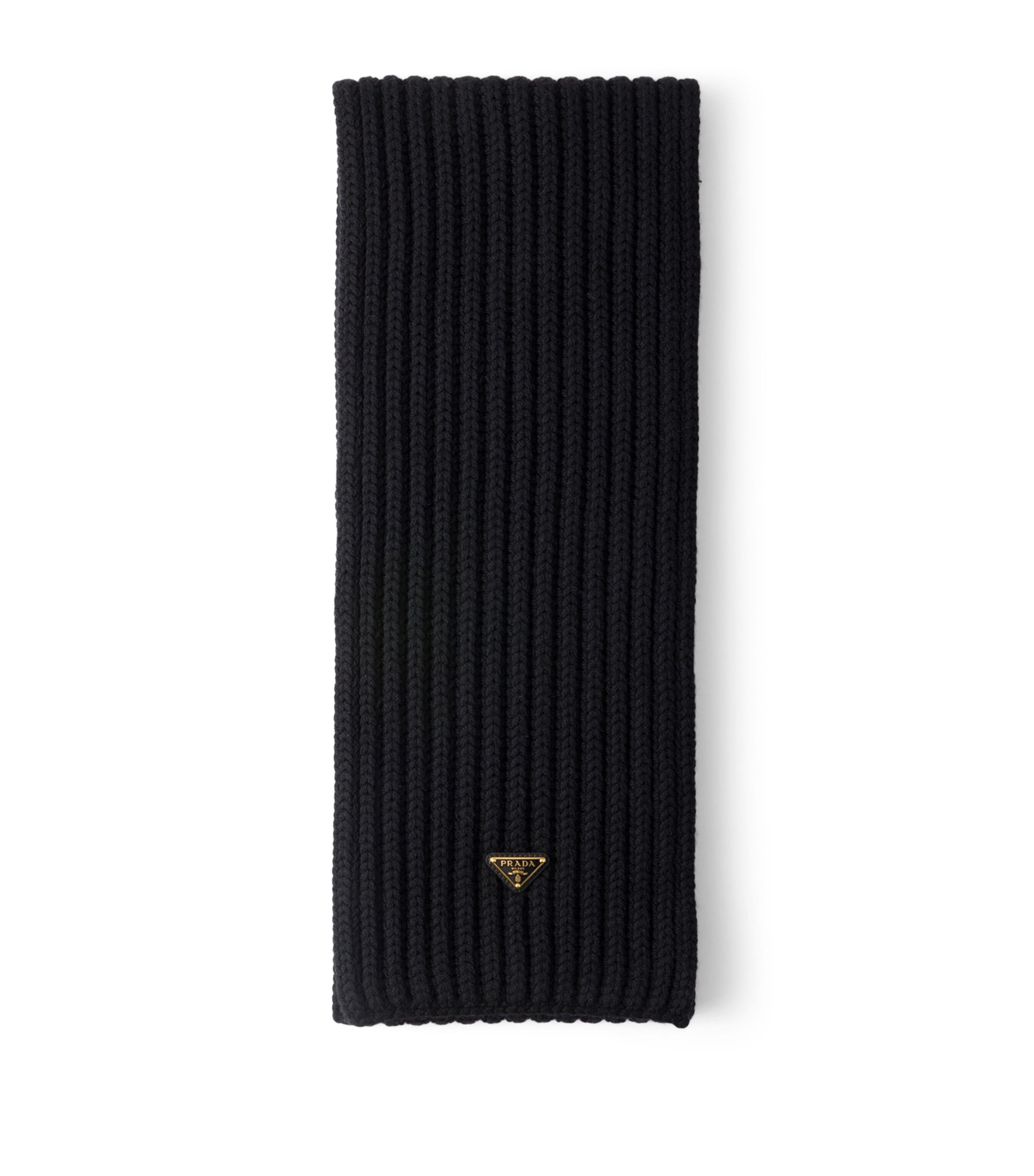 Prada Virgin Wool Logo Scarf Black Image 1