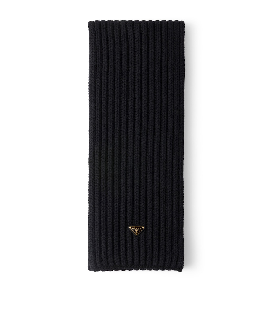 Prada Virgin Wool Logo Scarf Black Image 1
