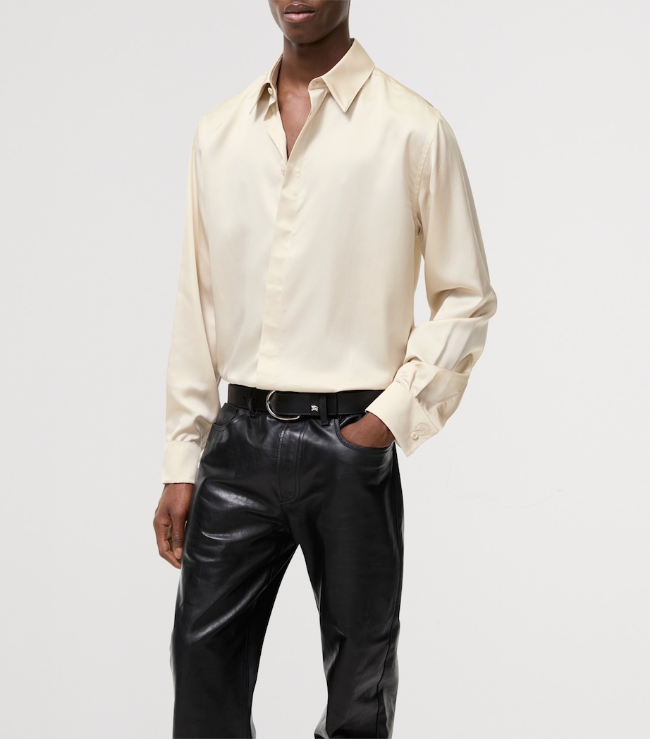 Burberry Mens Silk Relaxed Fit Shirt Clam Image 2
