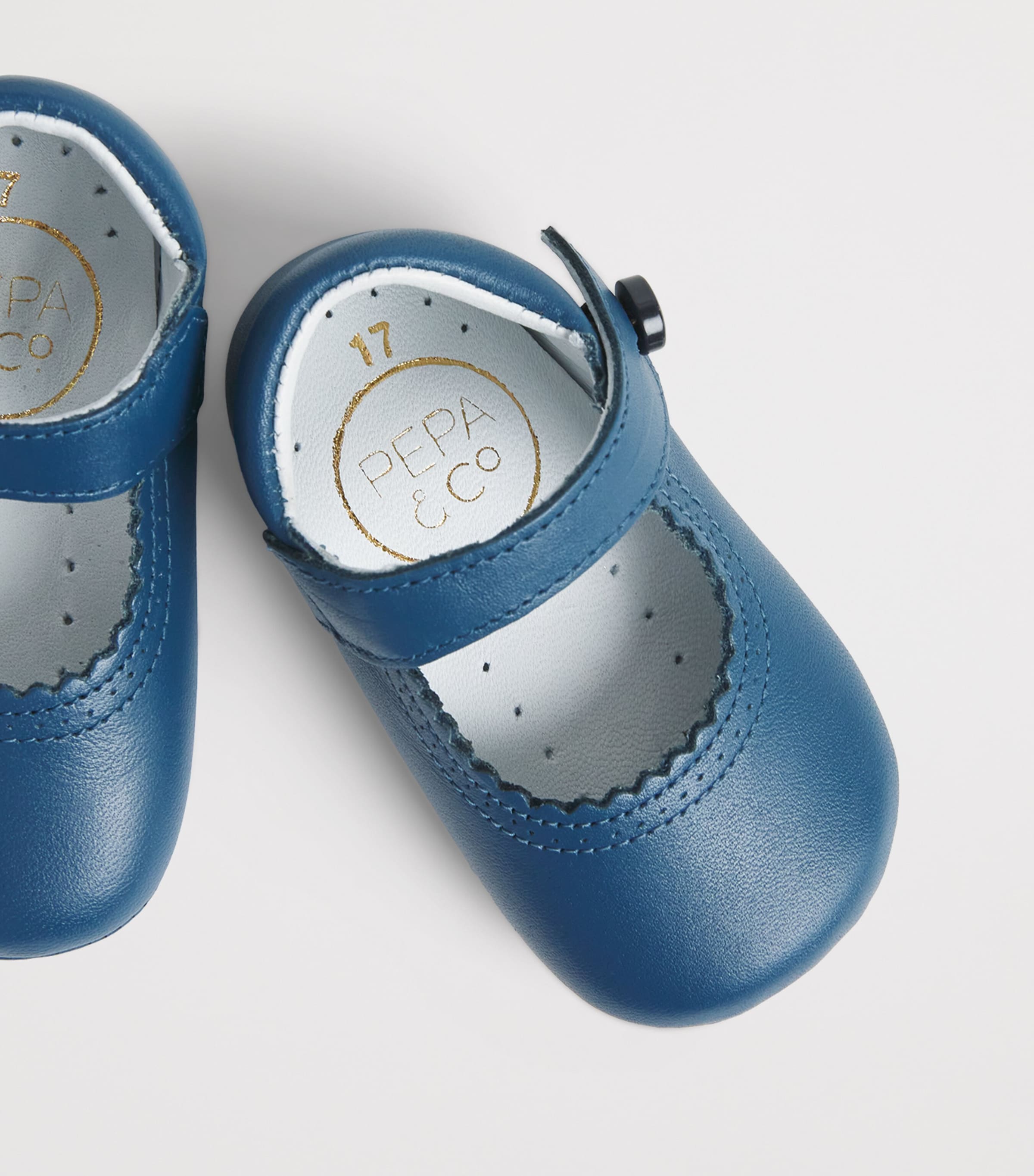 PEPA LONDON Leather Mary Jane Pram Shoes Blue Image 5