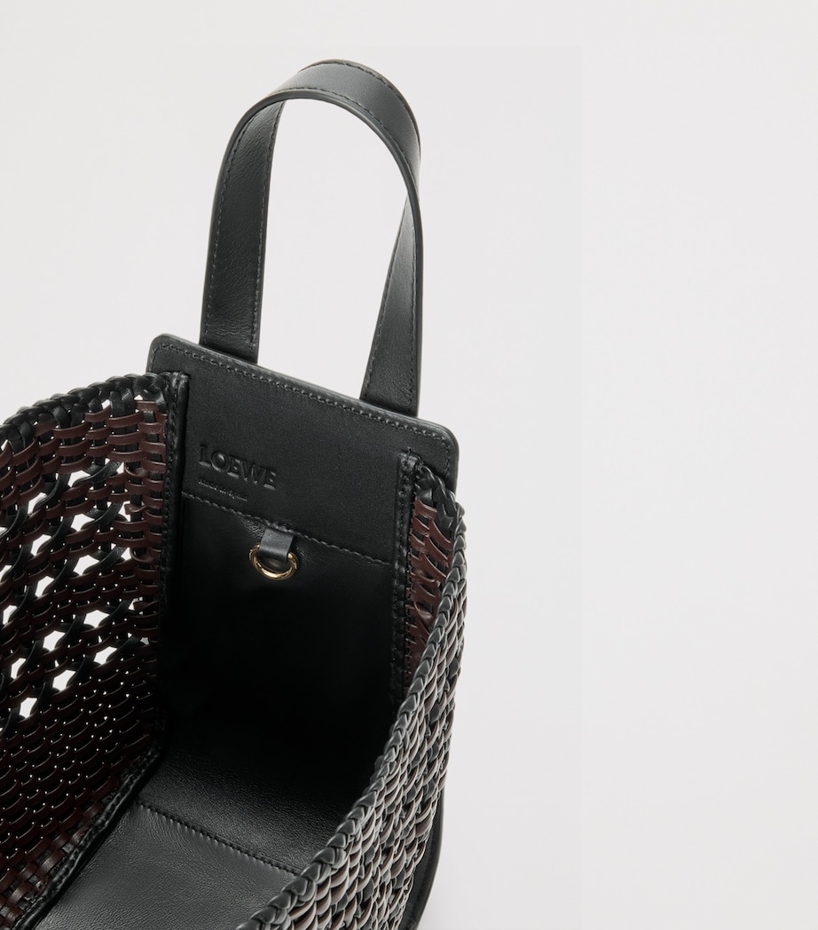 Leather Hammock Top-Handle Bag BLACK/BROWN Image 7