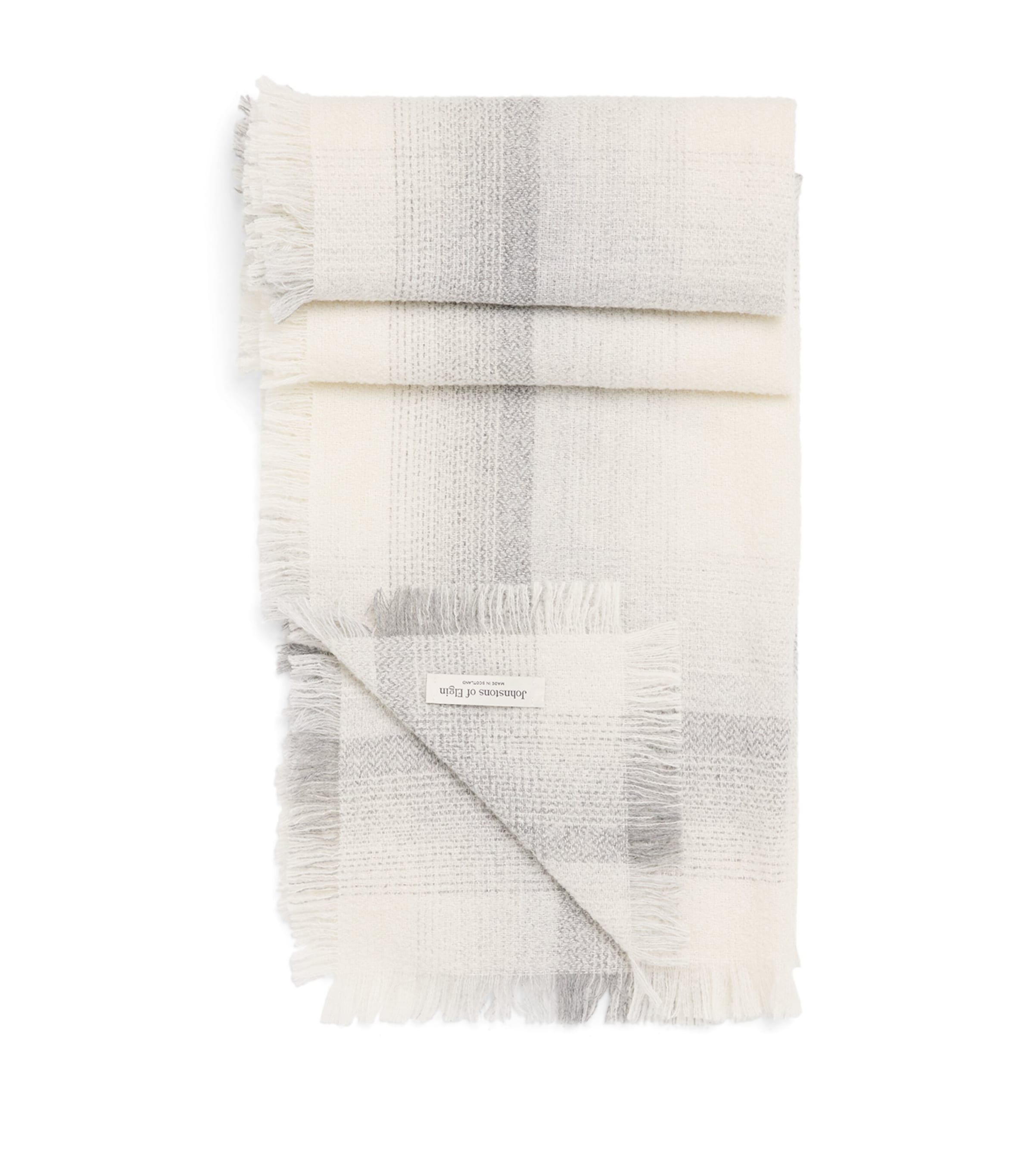Johnstons Of Elgin Cashmere-silk Blurred Bouclé Scarf In White