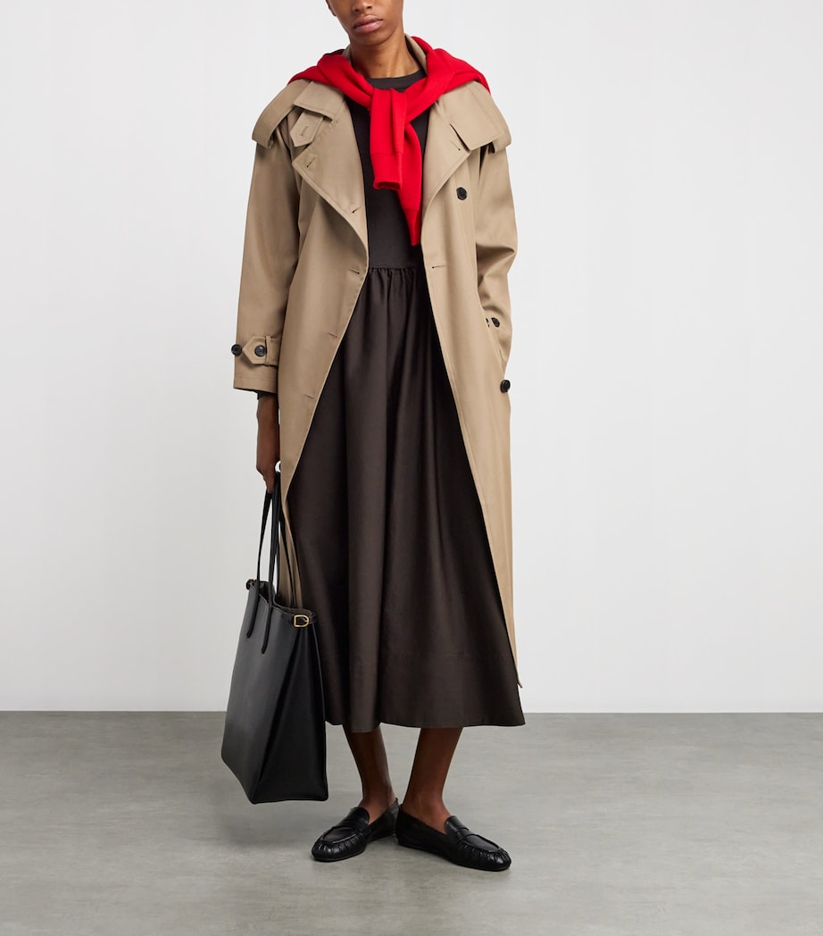 Cotton A-Line Midi Dress BROWN Image 2