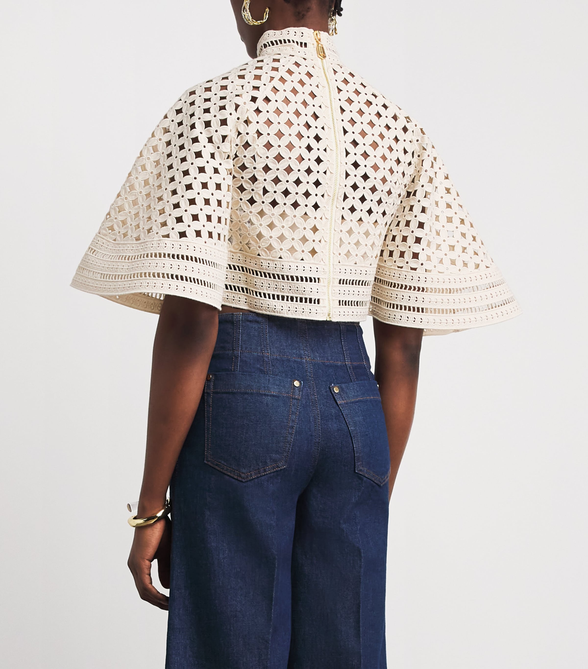 Zimmermann Womens Cotton Indra Cape Crop Top Tea Tea Image 5