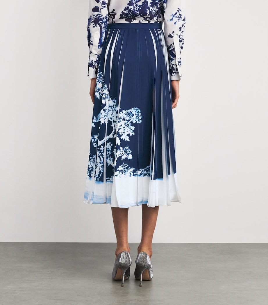 Crepe Pleated Midi Skirt CYANOTYP ETCHNG NAVY Image 4