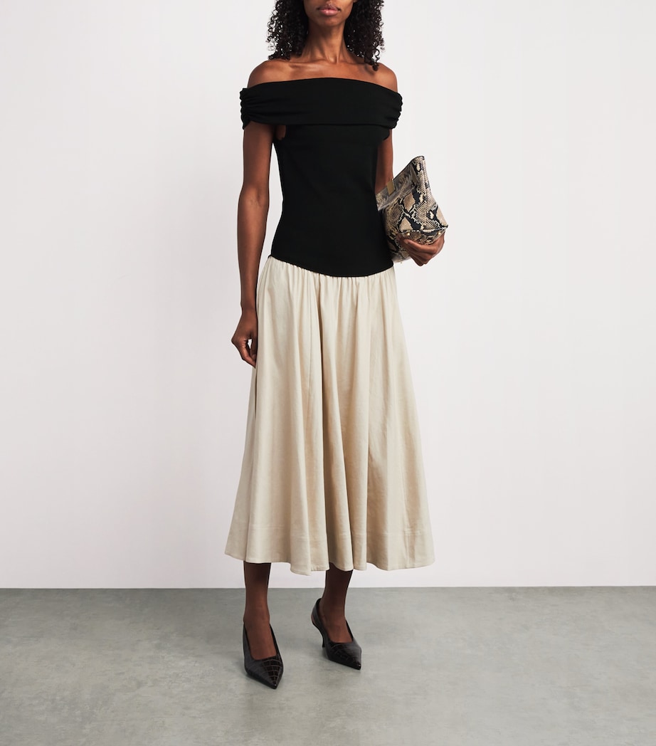 Off-The-Shoulder Adaline Midi Dress BLACK MULTI Image 2