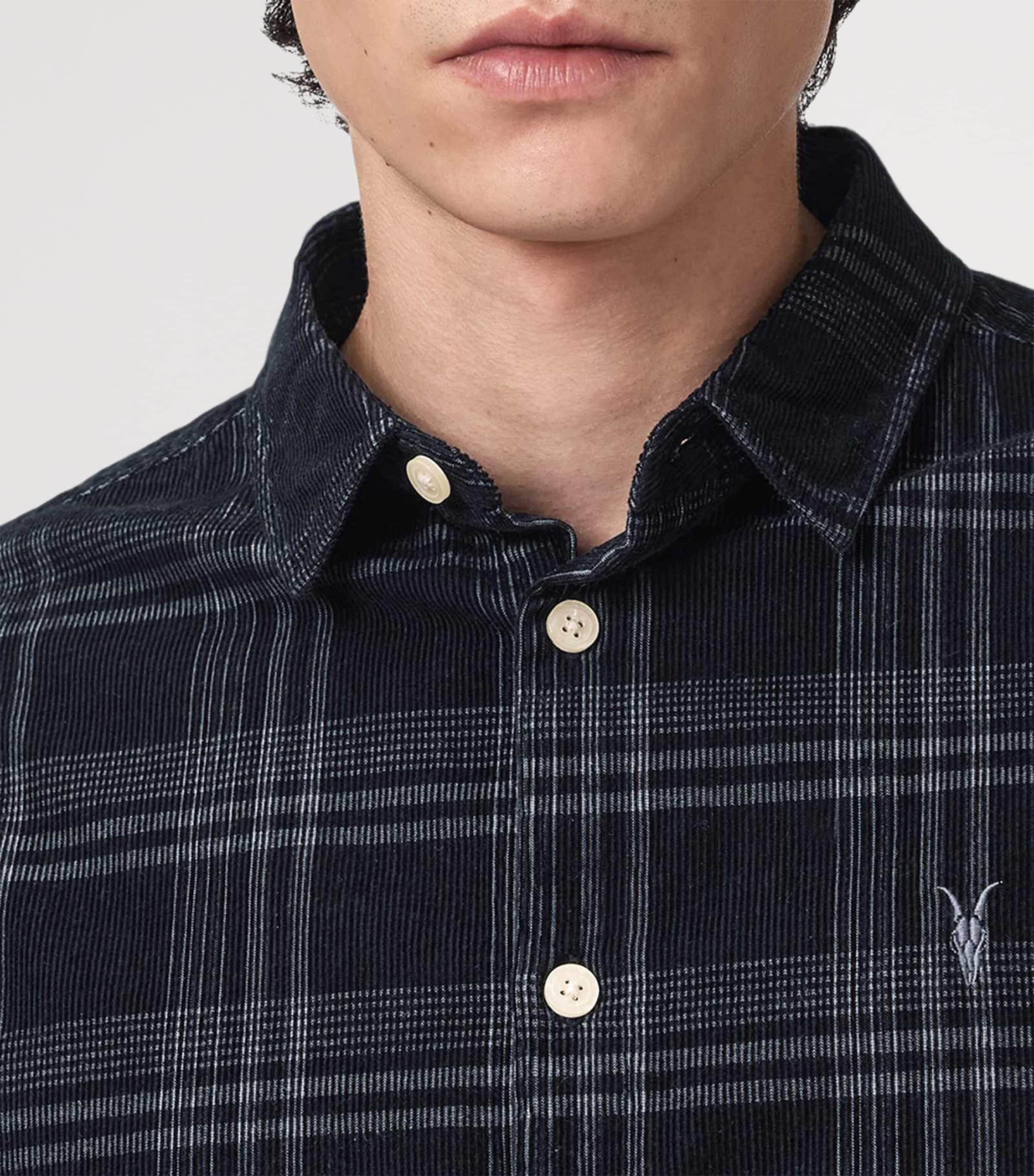 AllSaints Mens Organic Cotton Check Rockley Shirt Surge Black Image 5
