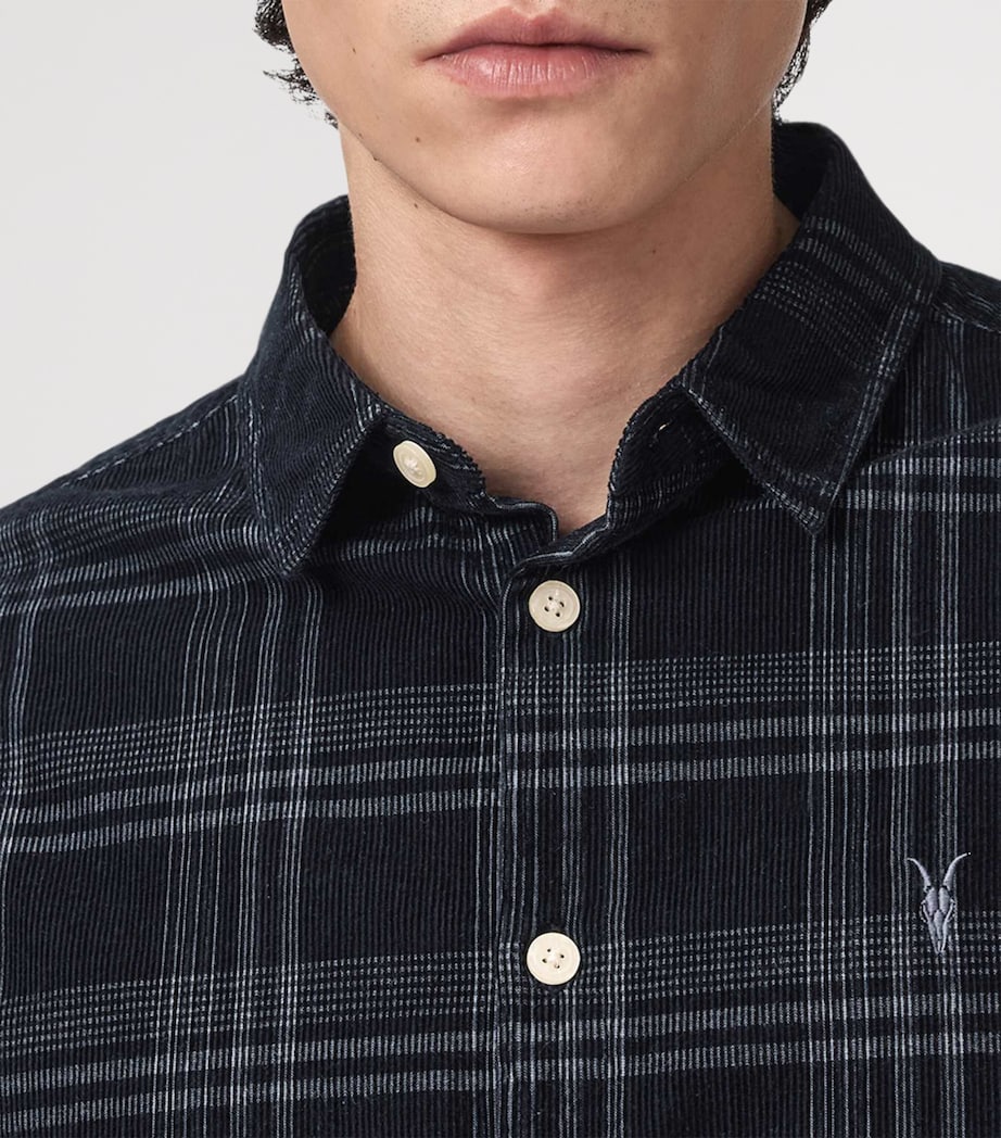 AllSaints Mens Organic Cotton Check Rockley Shirt Surge Black Image 5