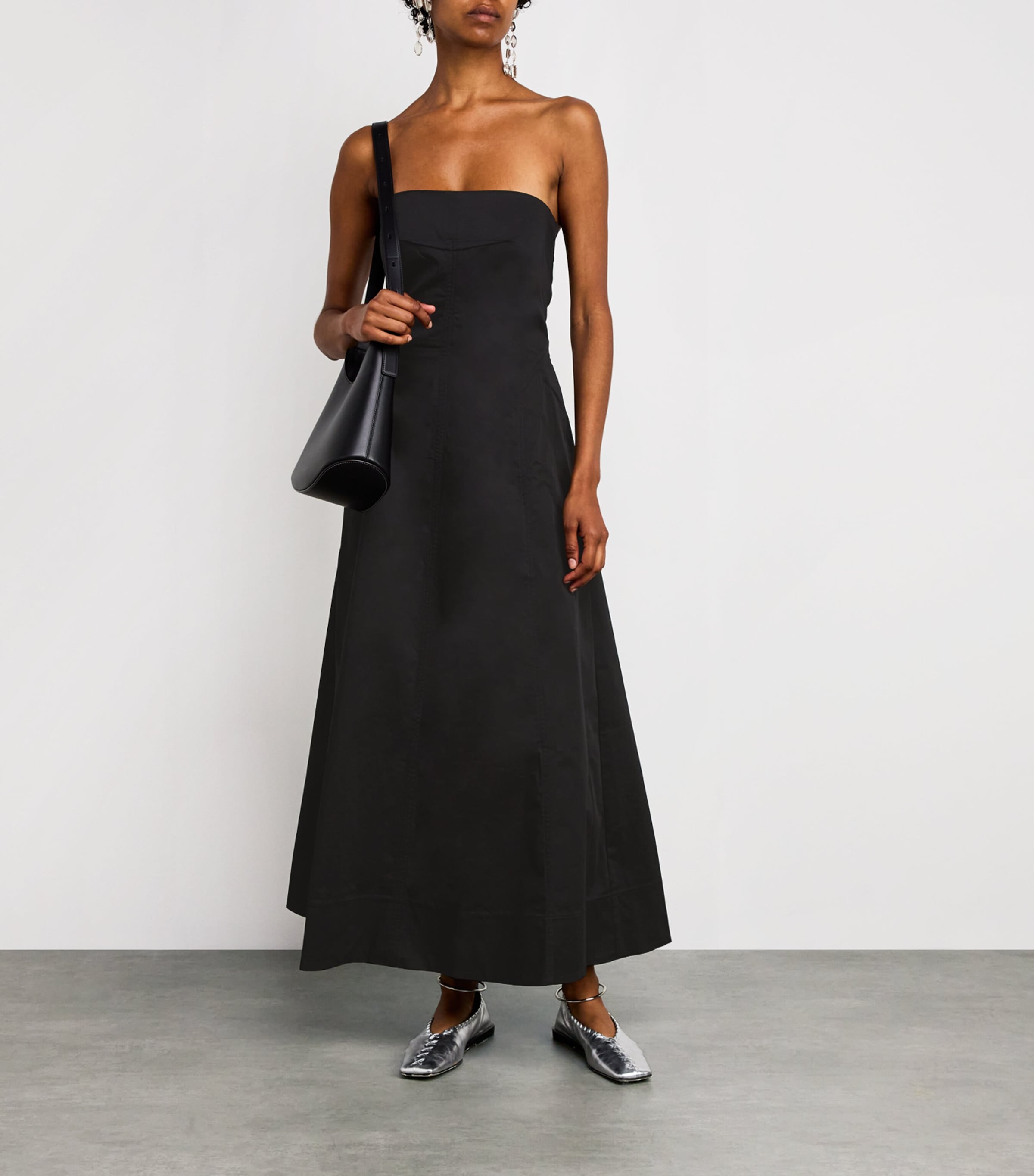 Organic Cotton-Blend Strapless Maxi Dress BLACK Image 2