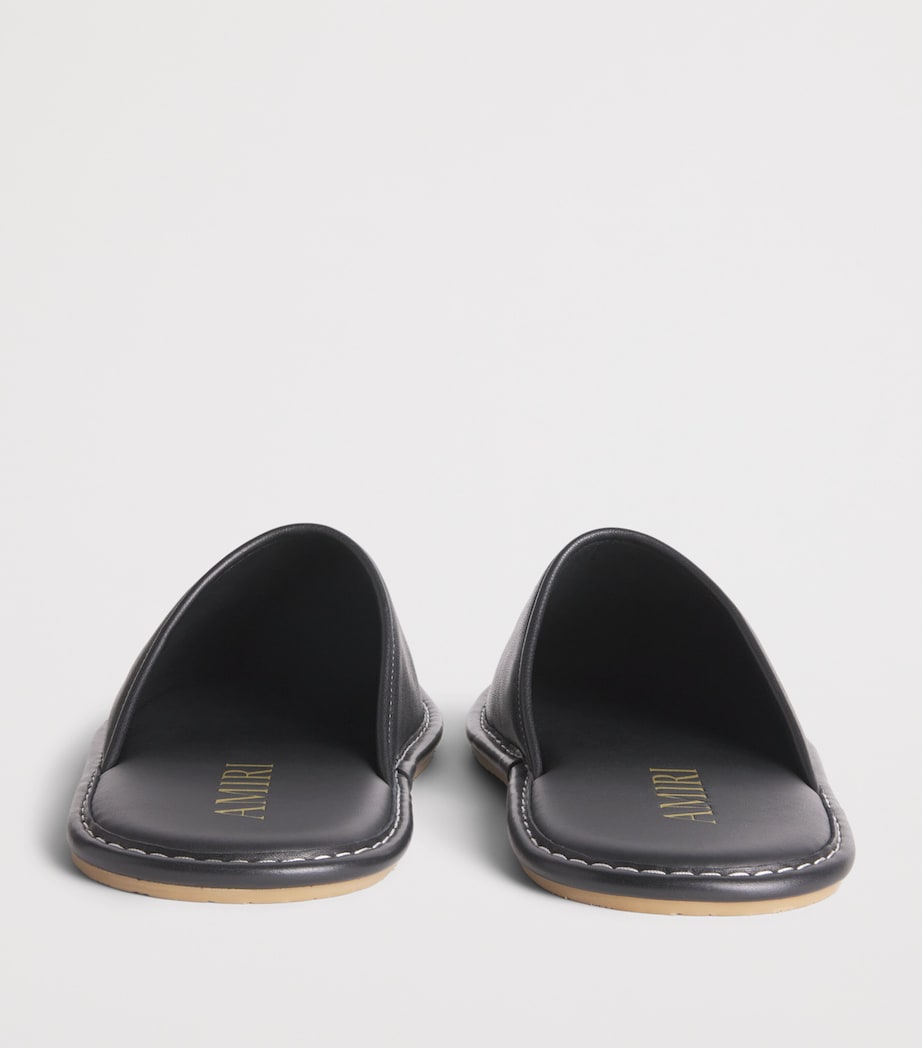 Leather MA Logo Slippers BLACK Image 5