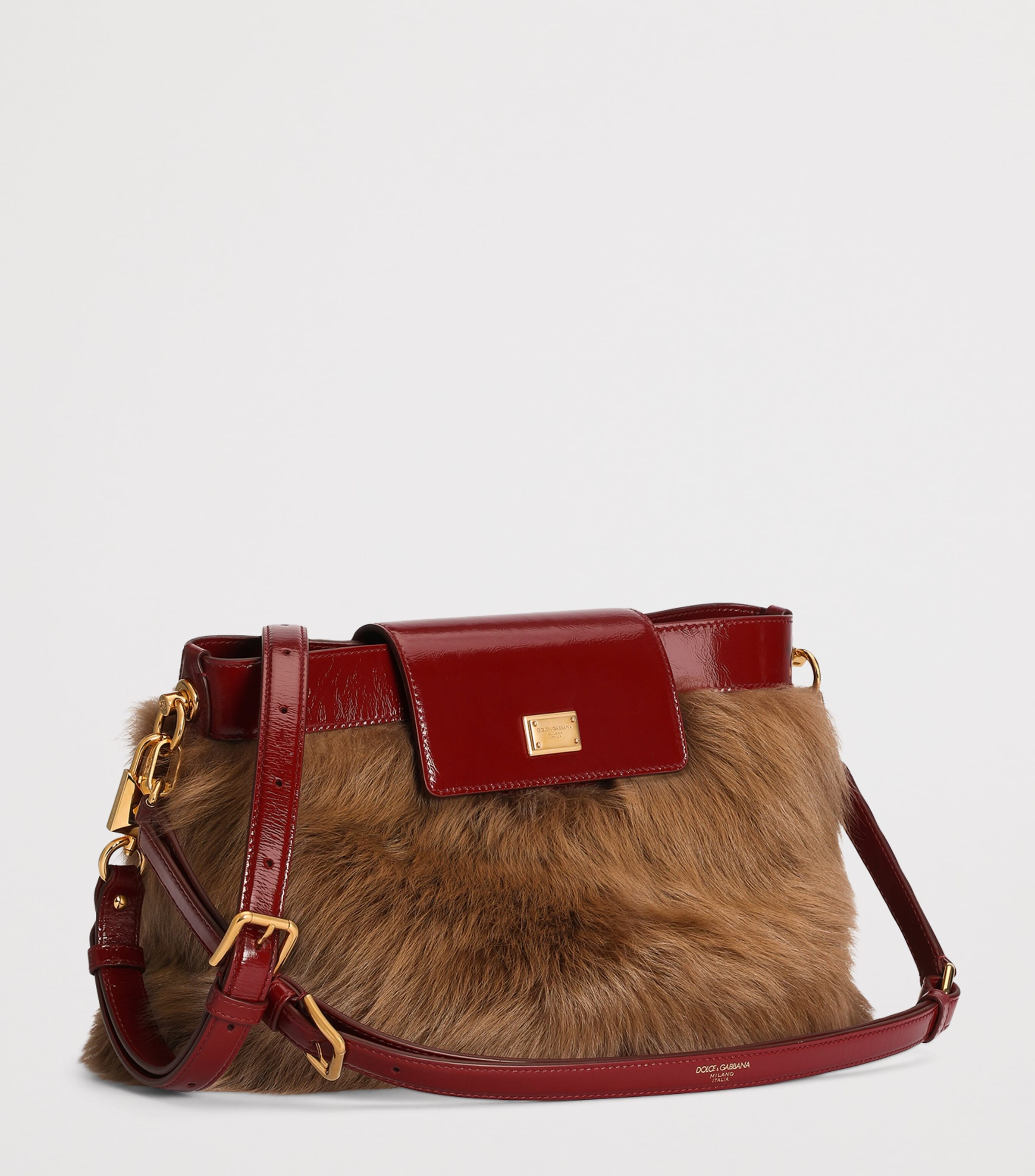 Dolce&Gabbana Fur and Leather Vittoria Shoulder Bag Rosa Anti Image 2