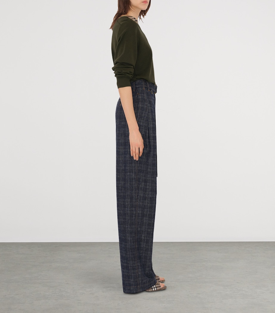 Wool Check-Trim Sweater SHALE Image 3