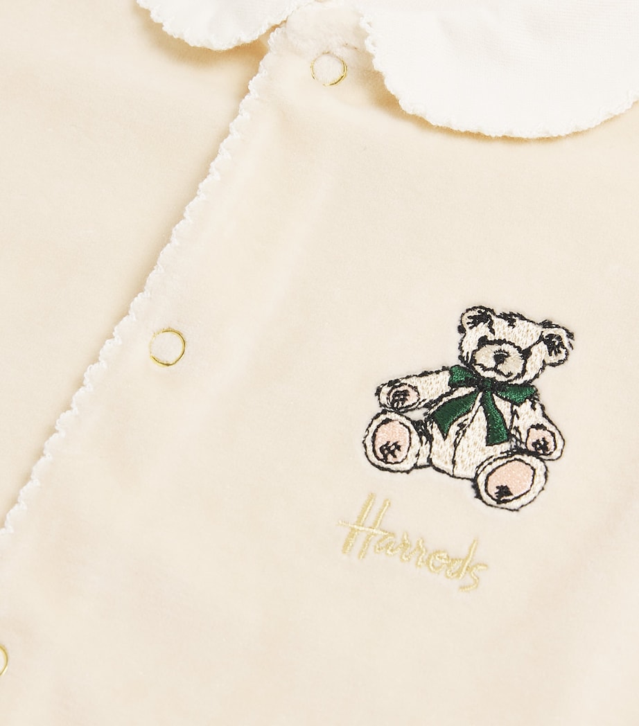 Velour Henry Bear All-in-One (0-18 Months) OATMEAL Image 3