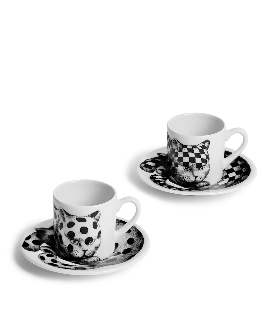 Set of 2 High Fidelity Coffee Cups and Saucers MULTI Image 2