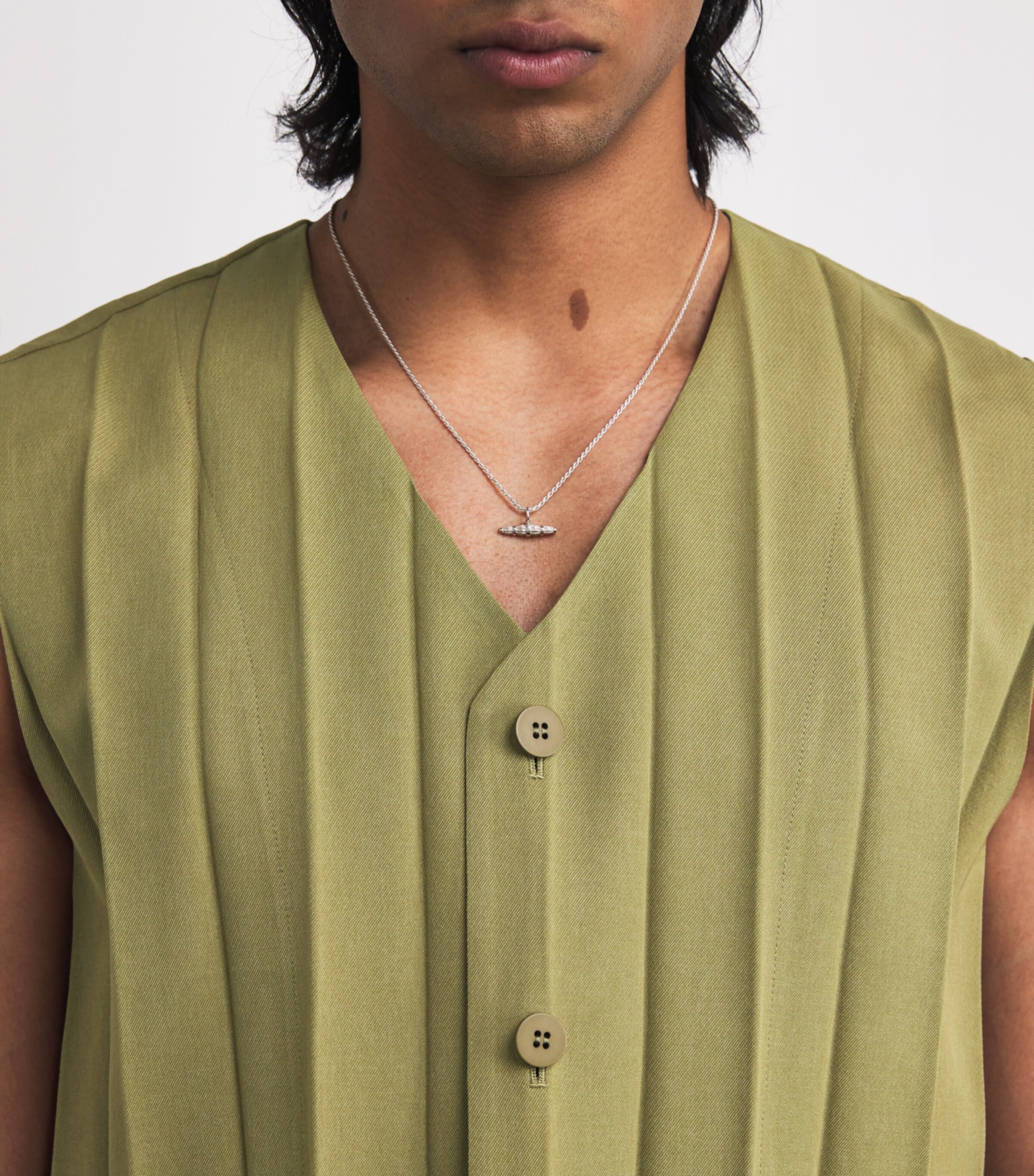 Homme Plissé Issey Miyake Mens Pleated Edge Ensemble Waistcoat Khaki Image 6