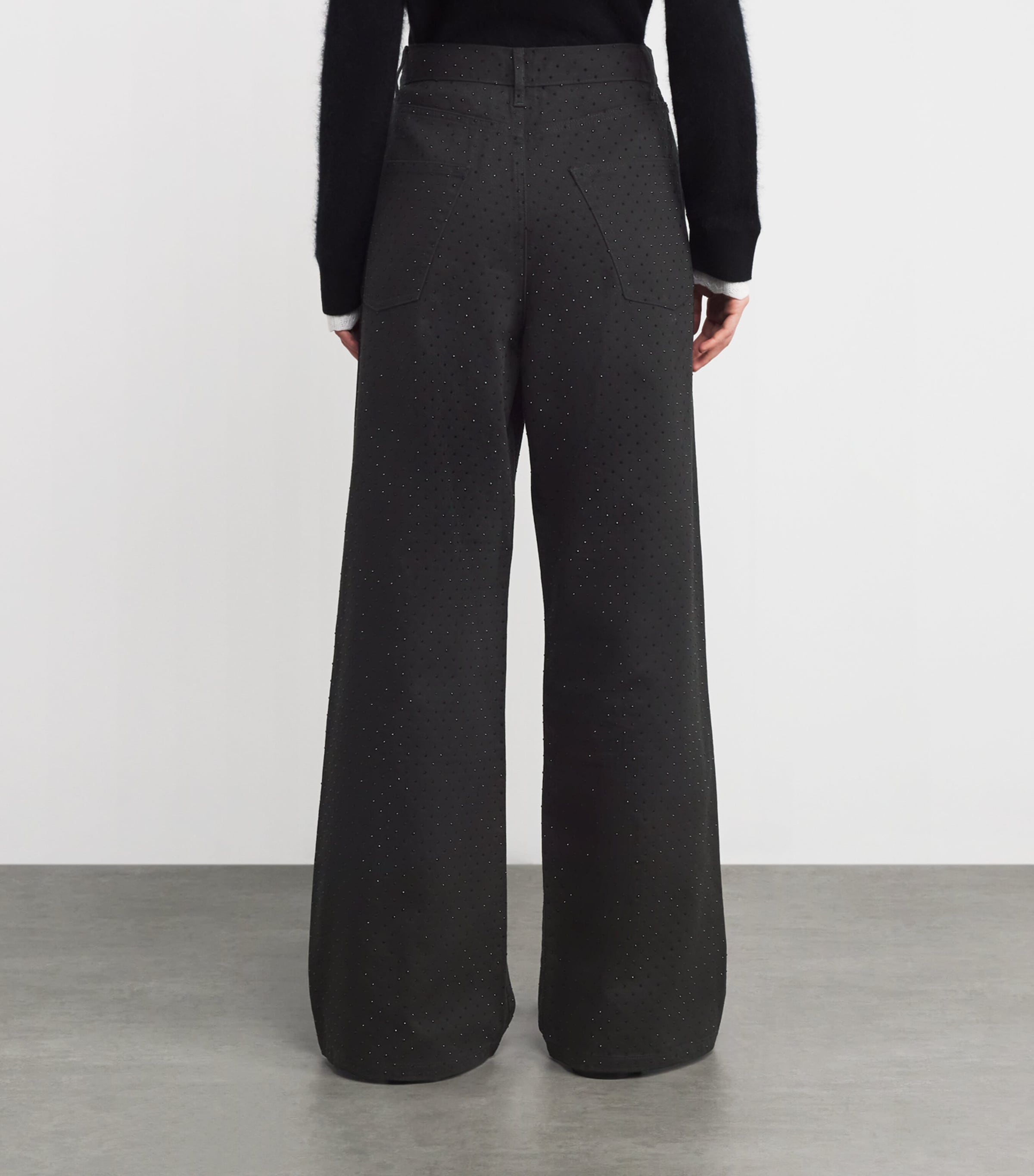 Embellished Wide-Leg Jeans BLACK Image 4