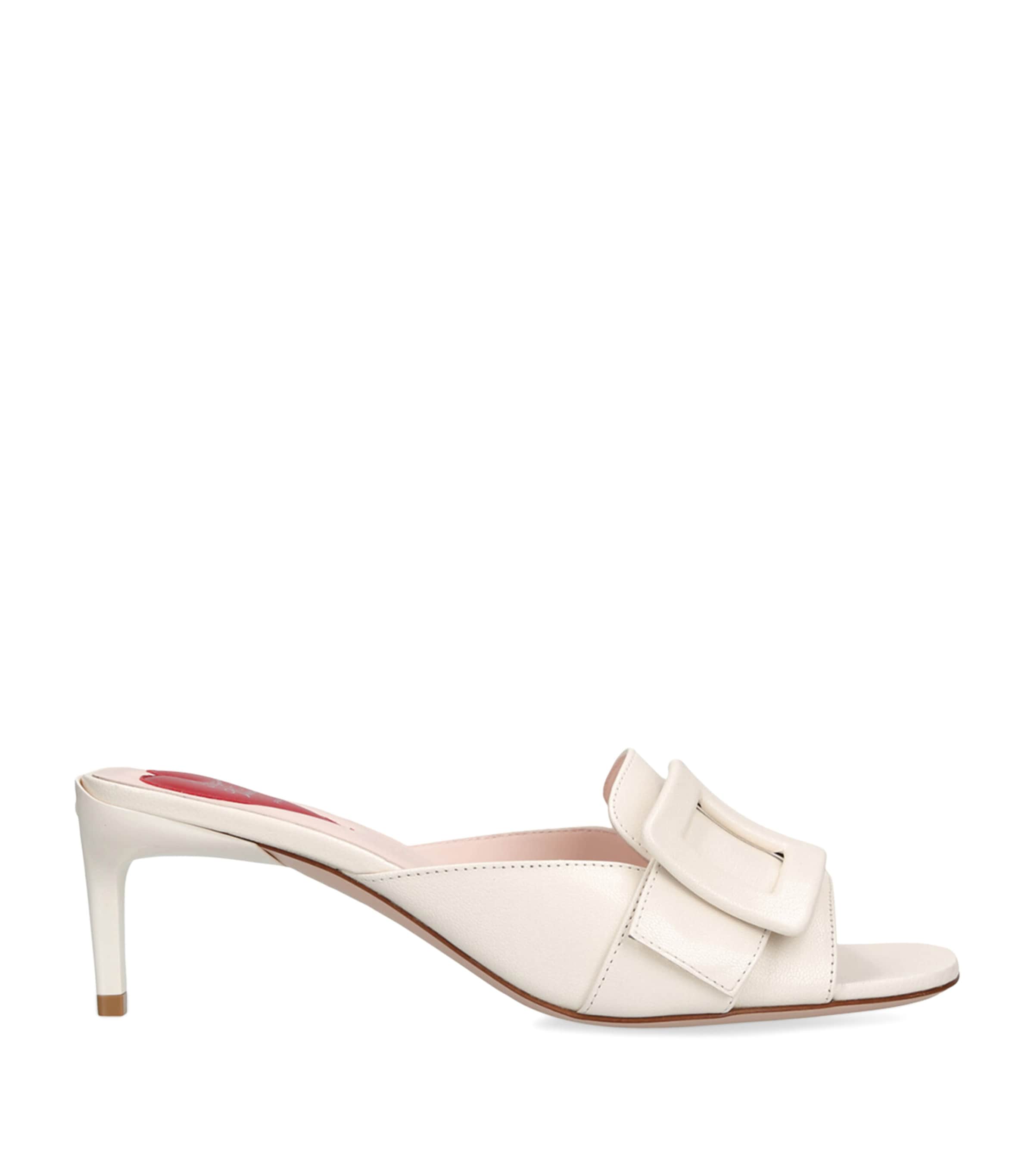 Roger Vivier Patent Leather Buckle Mule Sandals In Pink