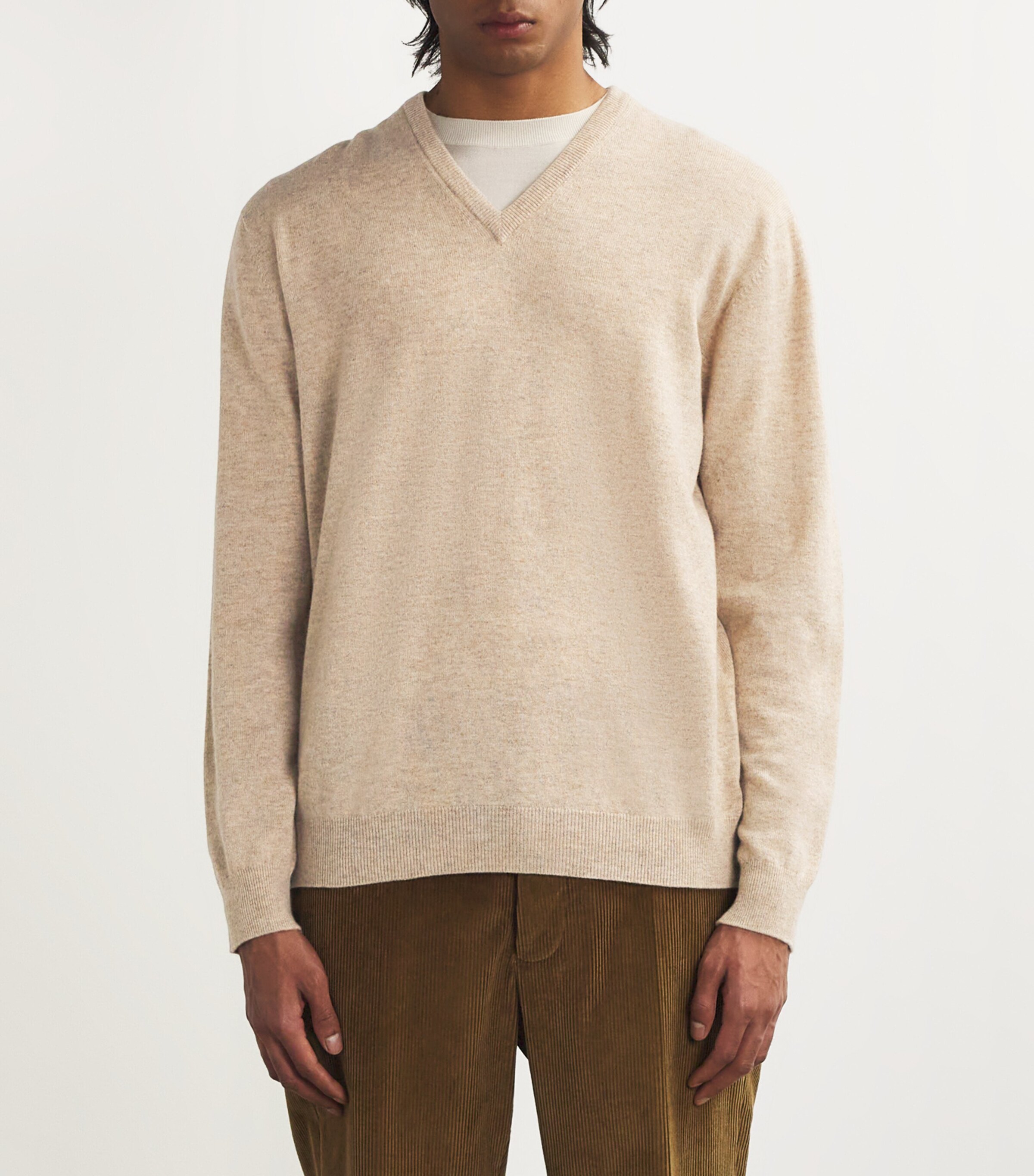 Johnstons Of Elgin Beige Cashmere V-Neck Sweater | Harrods US