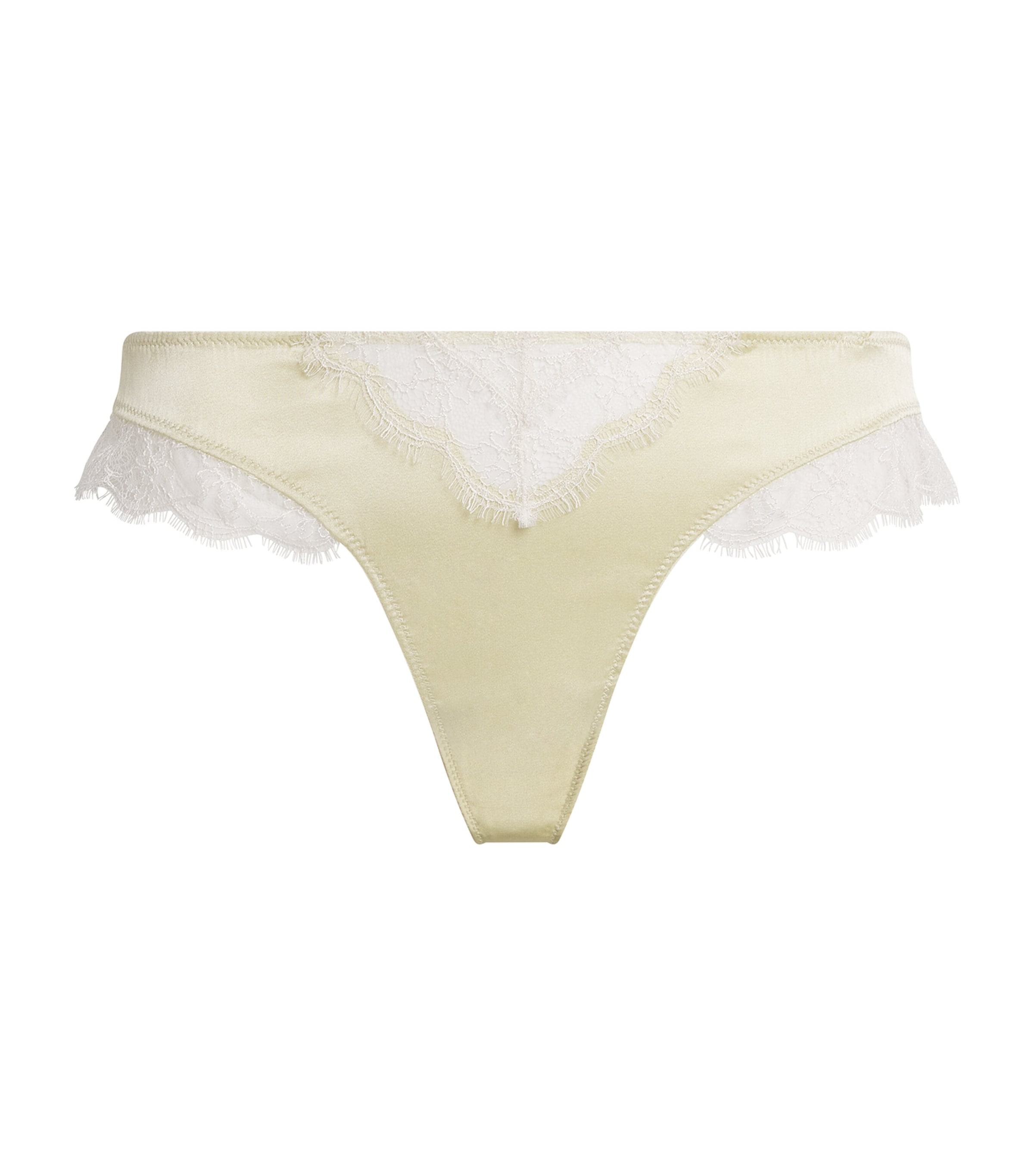 Kiki De Montparnasse Silk-lace Insert Thong In Yellow
