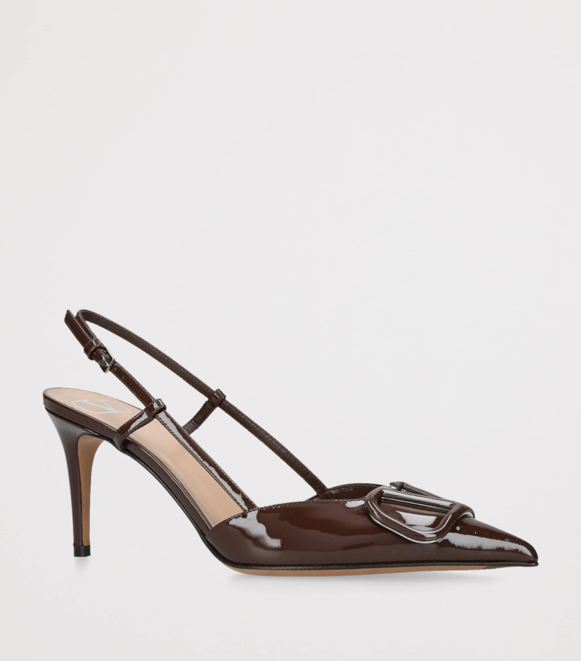Patent Leather VLogo Slingback Pumps 80 BROWN Image 3