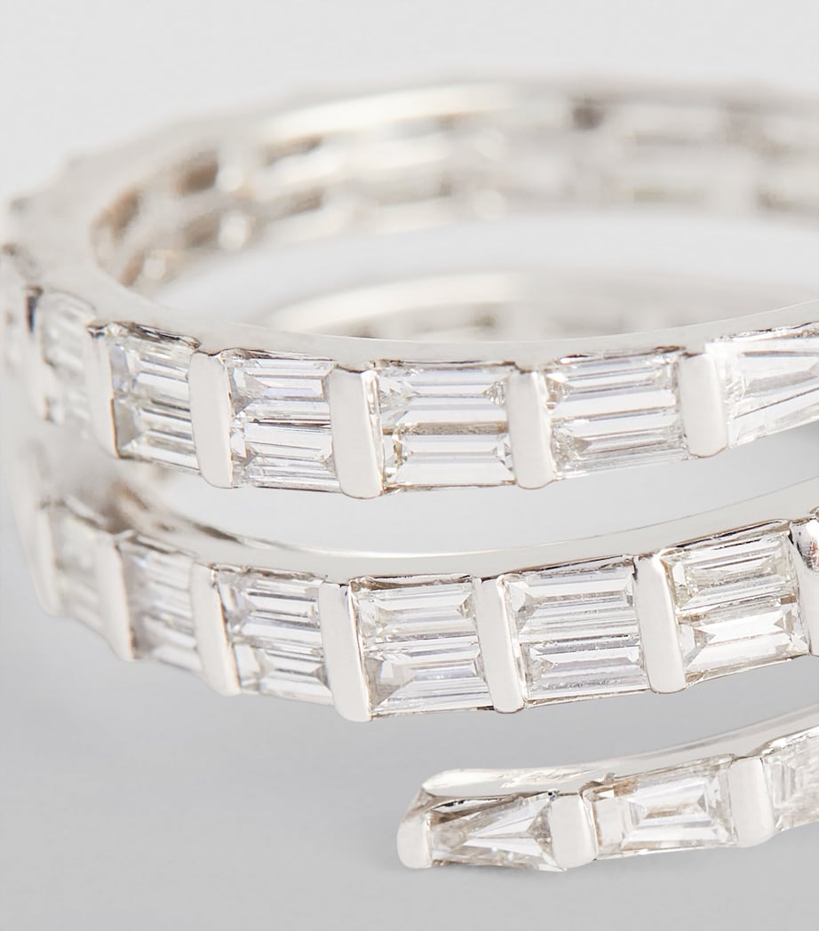 White Gold and Diamond Coil Ring WHITE GOLD Image 6