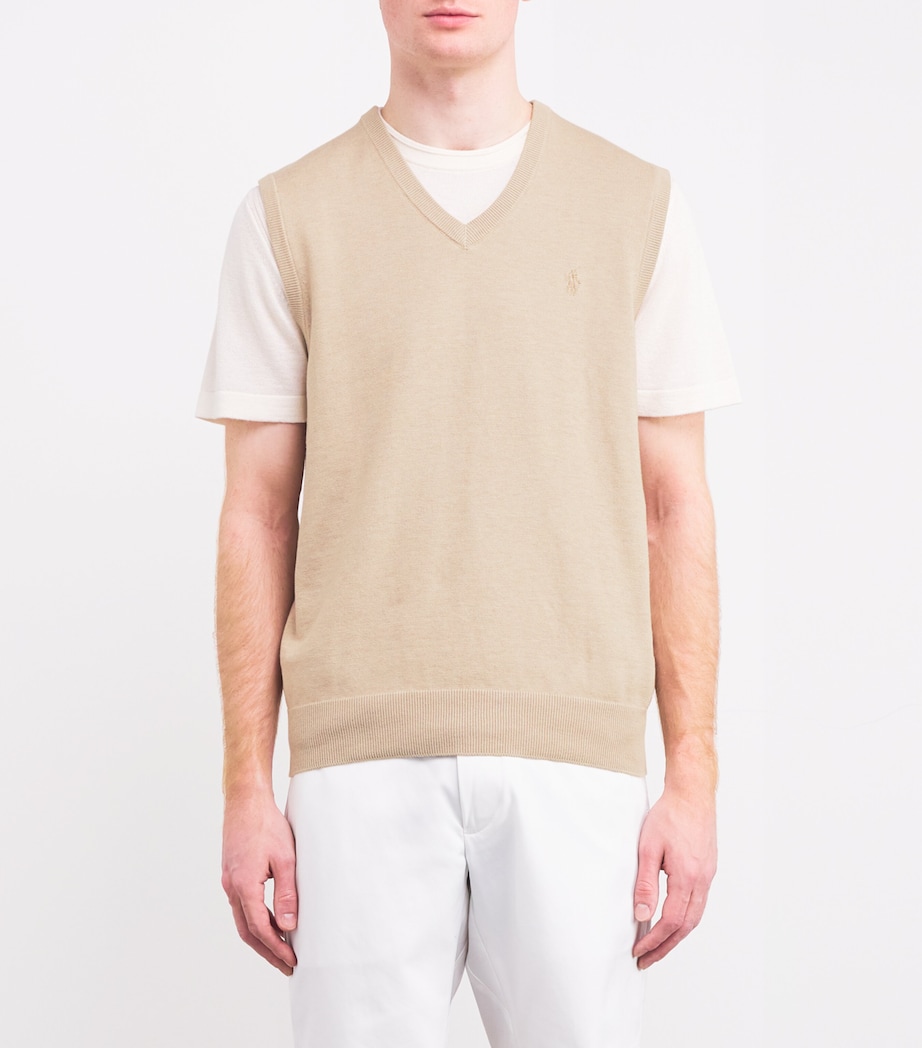 Cotton-Blend Polo Pony Sweater Vest ECRU TAN HEATHER Image 3