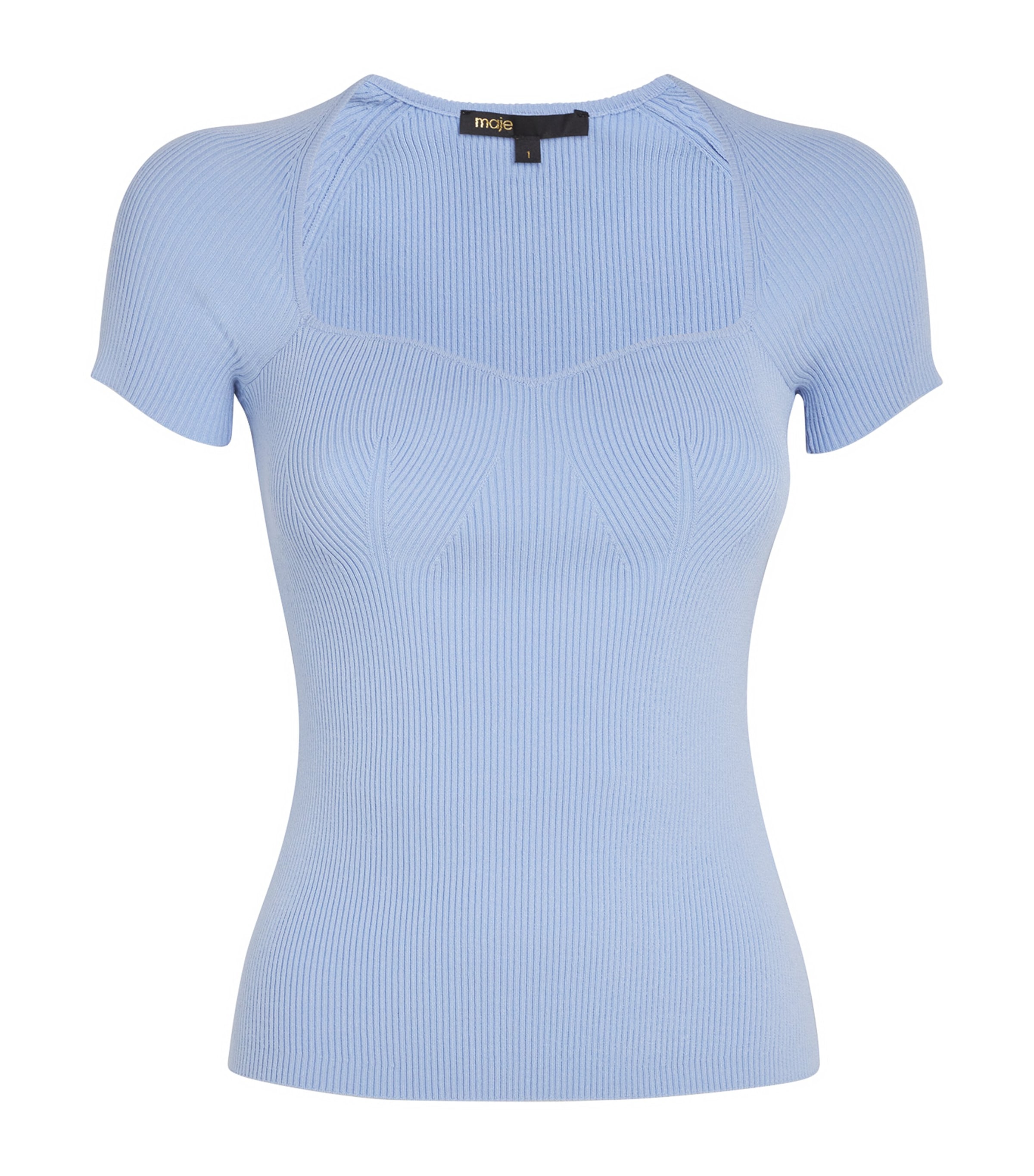 Shop Maje Knitted Top In Blue