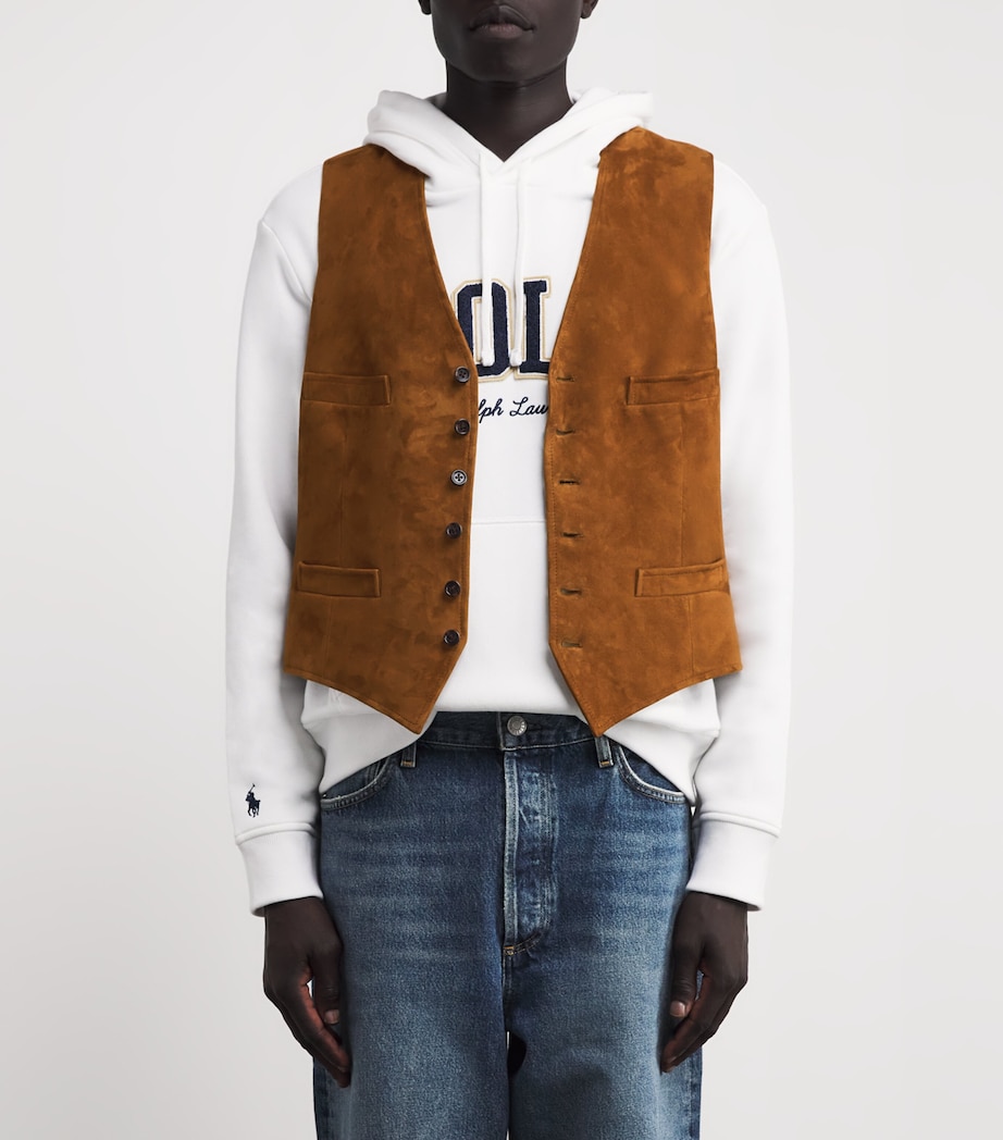 Suede Waistcoat DARK BROWN Image 3