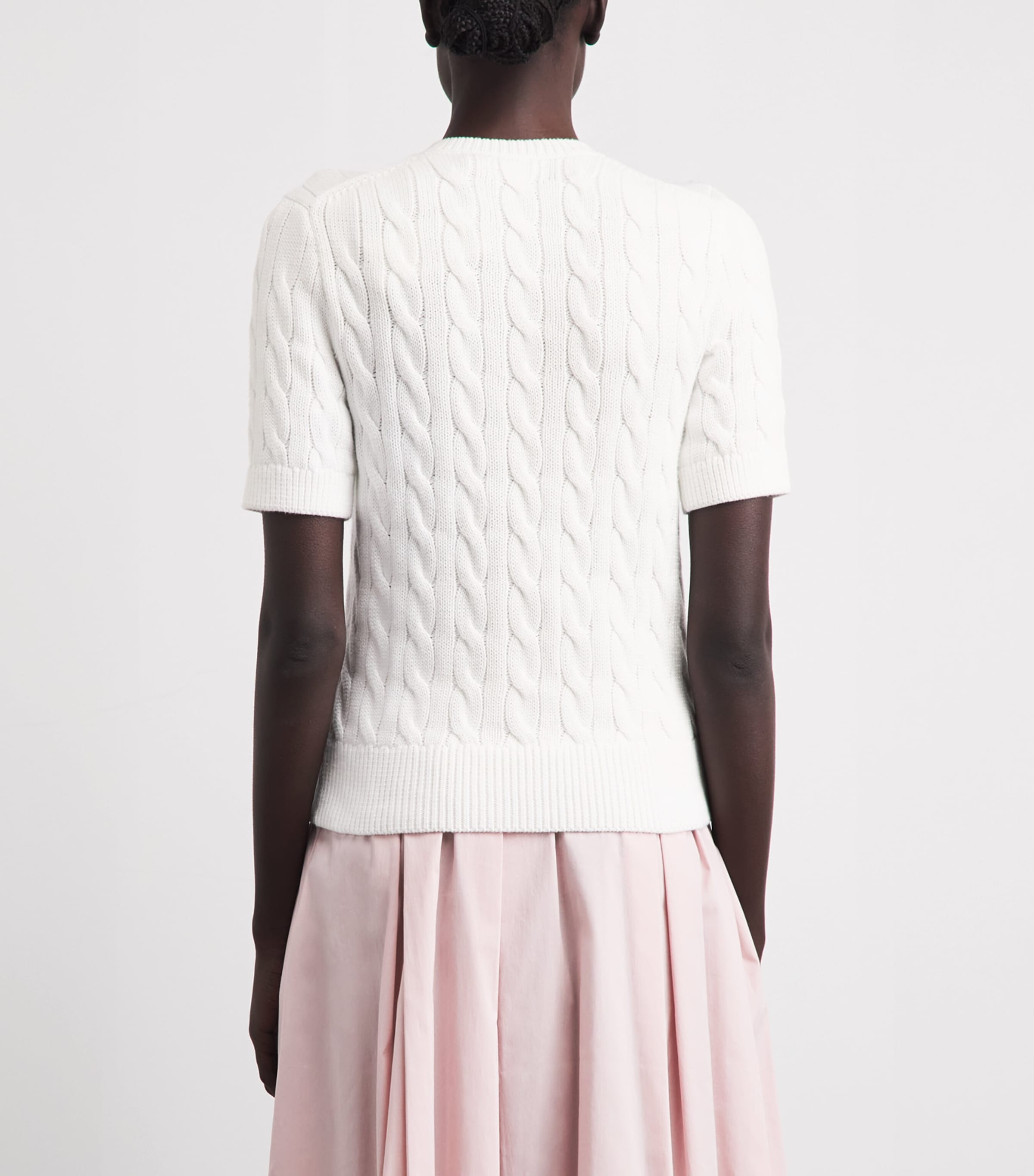 Polo Ralph Lauren Womens Cotton Cable-Knit Short-Sleeve Cardigan White Image 5