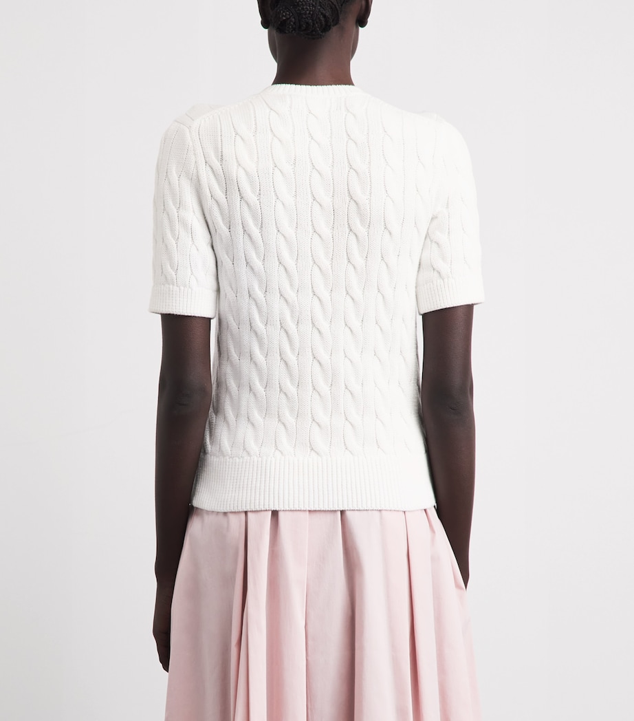 Polo Ralph Lauren Womens Cotton Cable-Knit Short-Sleeve Cardigan White Image 5