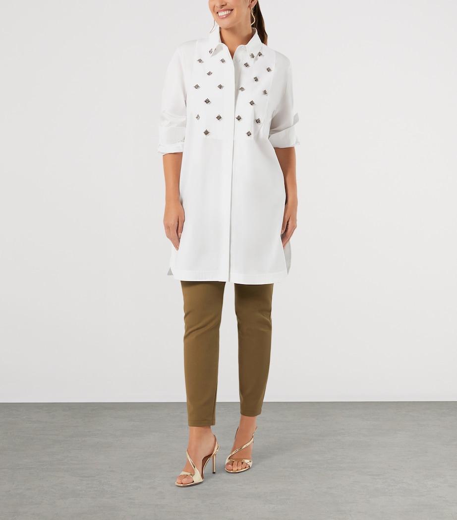 Marina Rinaldi Womens Embellished Longline Shirt Optical White Image 2
