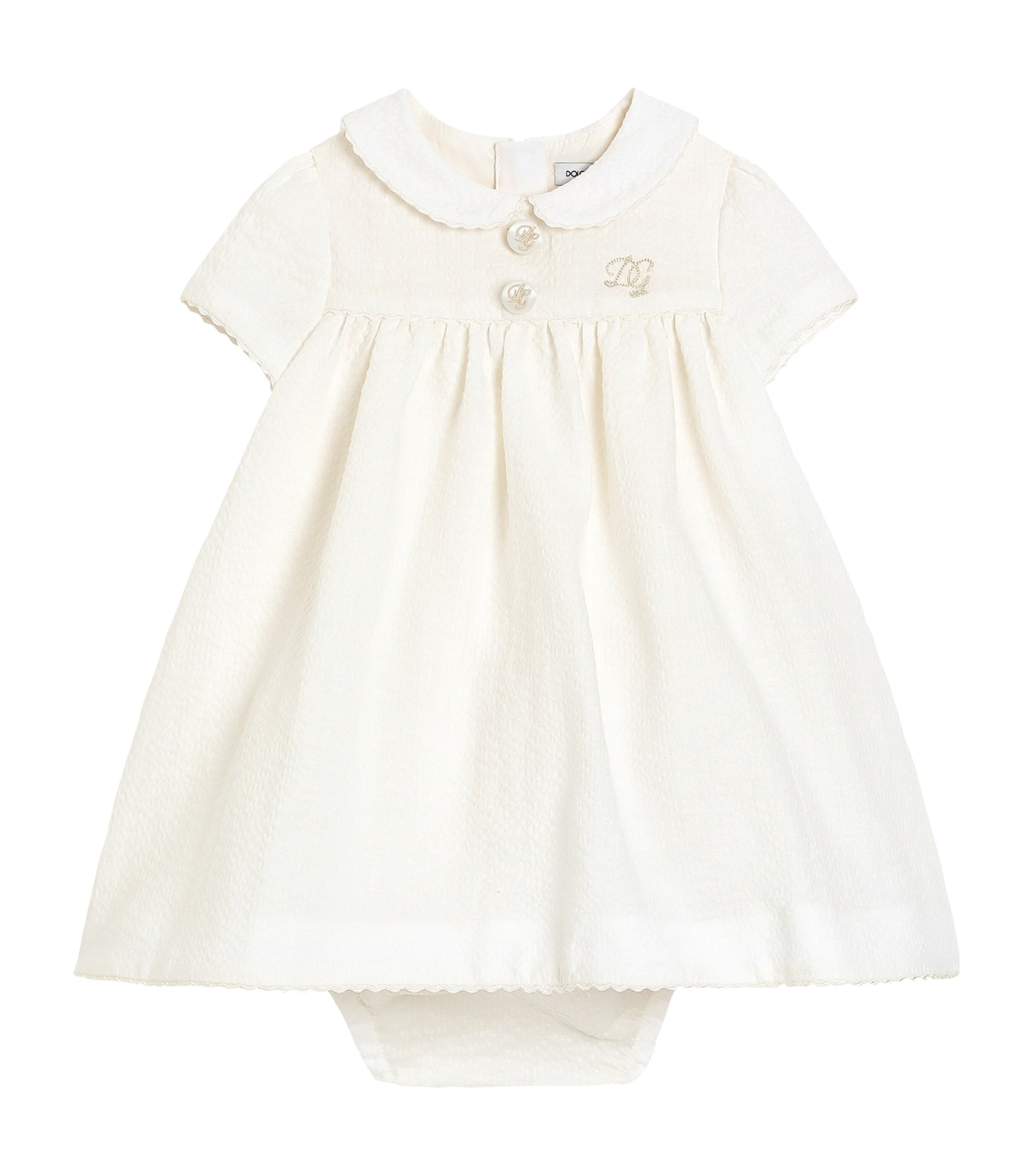 Dolce&Gabbana Kids Linen Seersucker Dress (3-30 Months) Whit Image 1