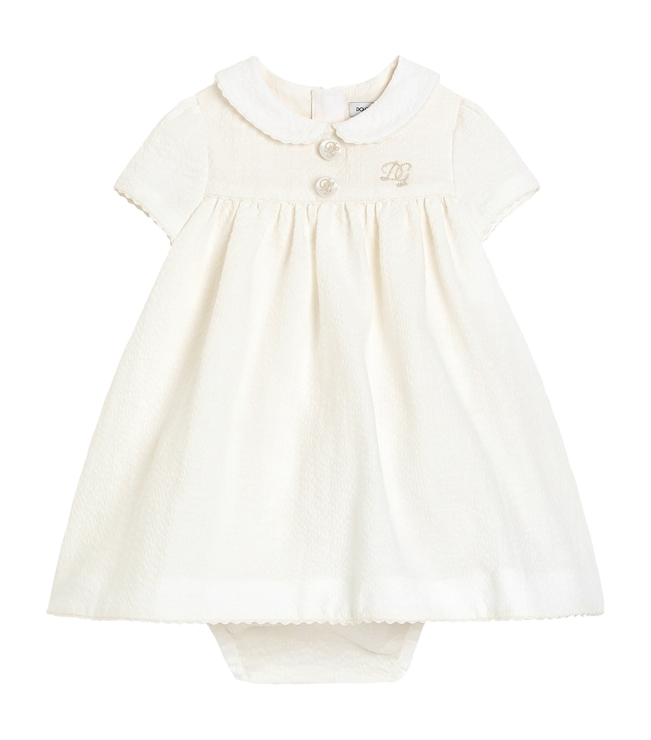 Dolce&Gabbana Kids Linen Seersucker Dress (3-30 Months) Whit Image 1