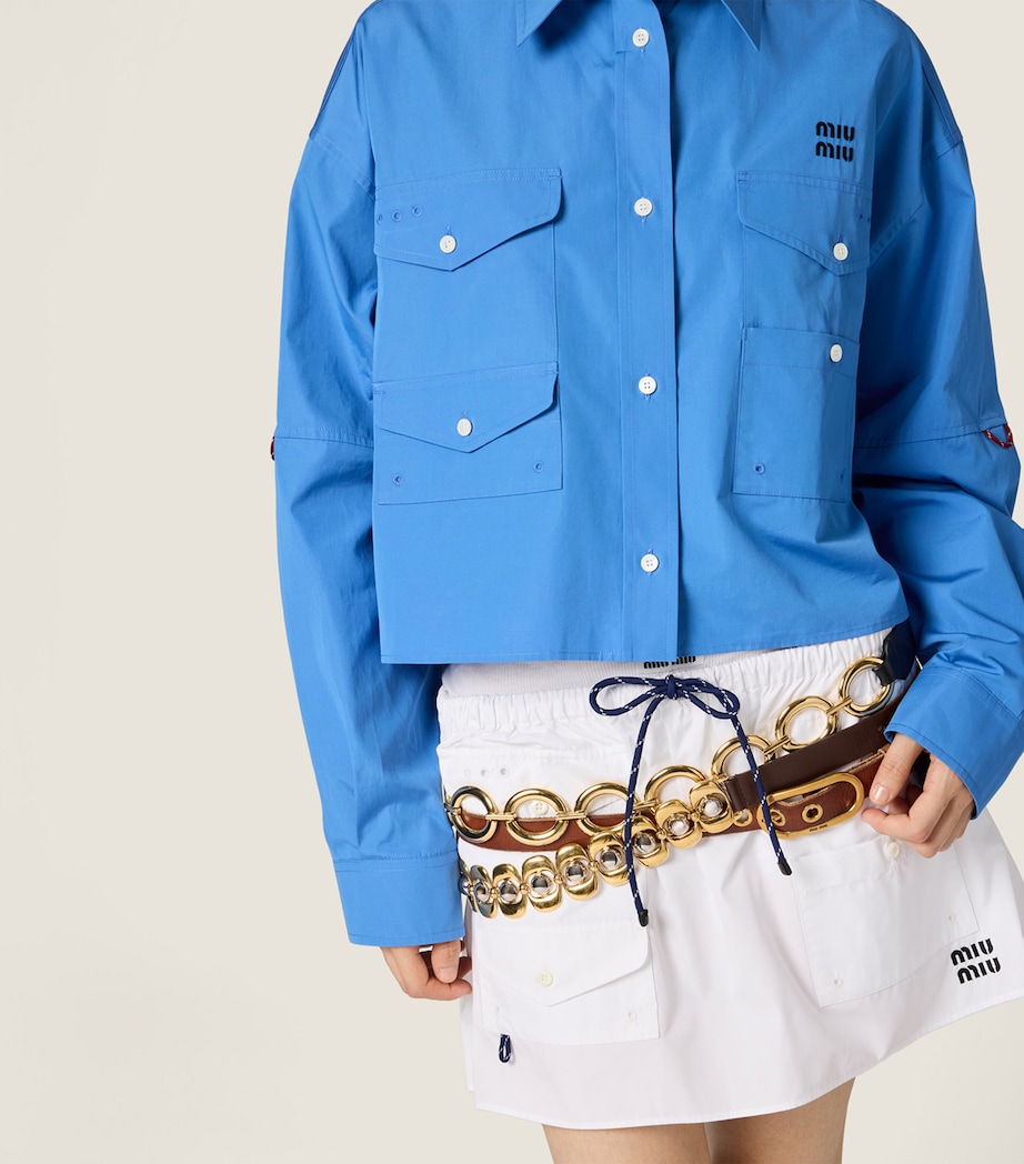 Miu Miu Womens Cotton Poplin Patch Pocket Shirt Image 4