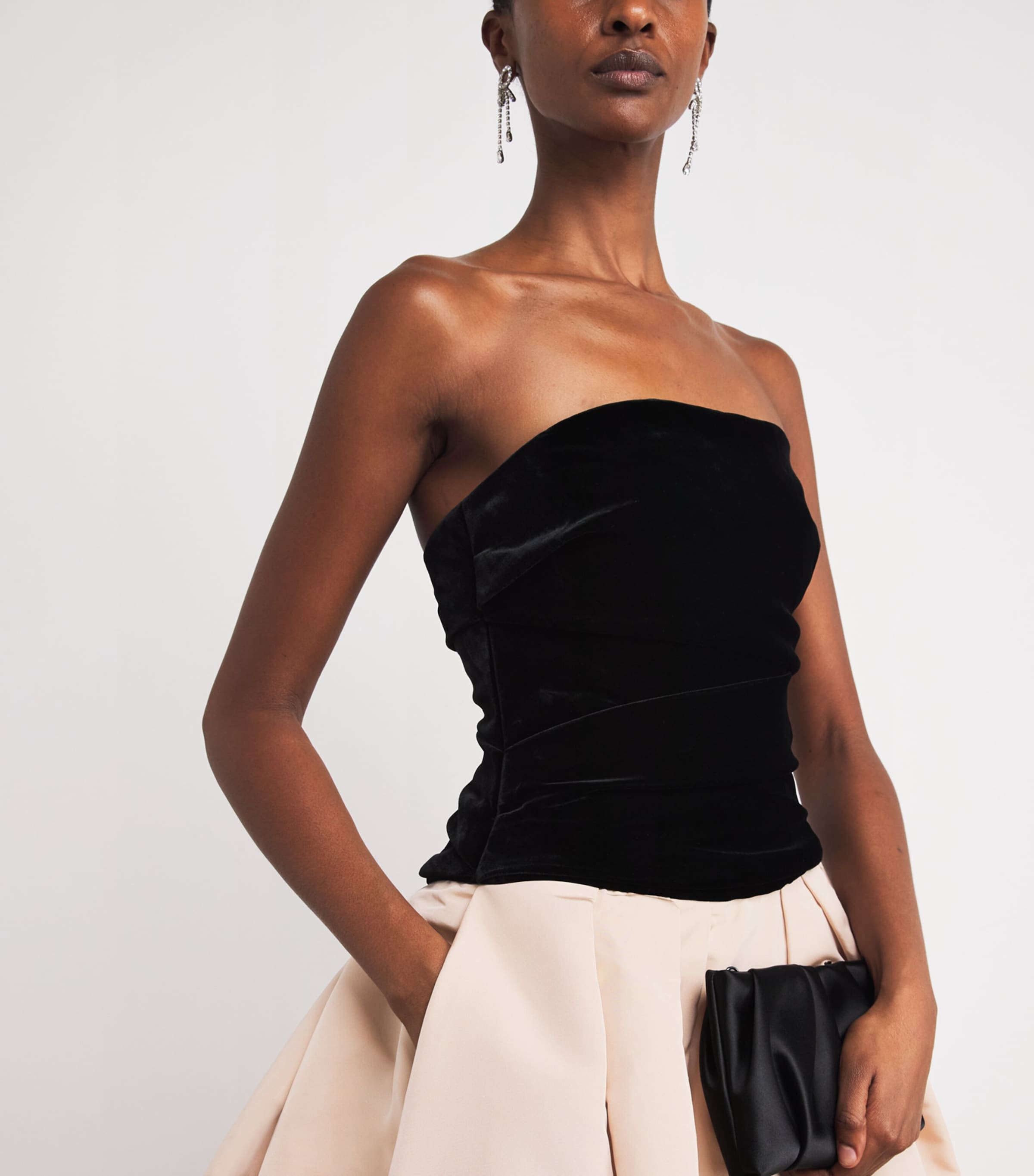 Silk-Velvet Strapless Ballgown NOIR/CAMEO Image 4