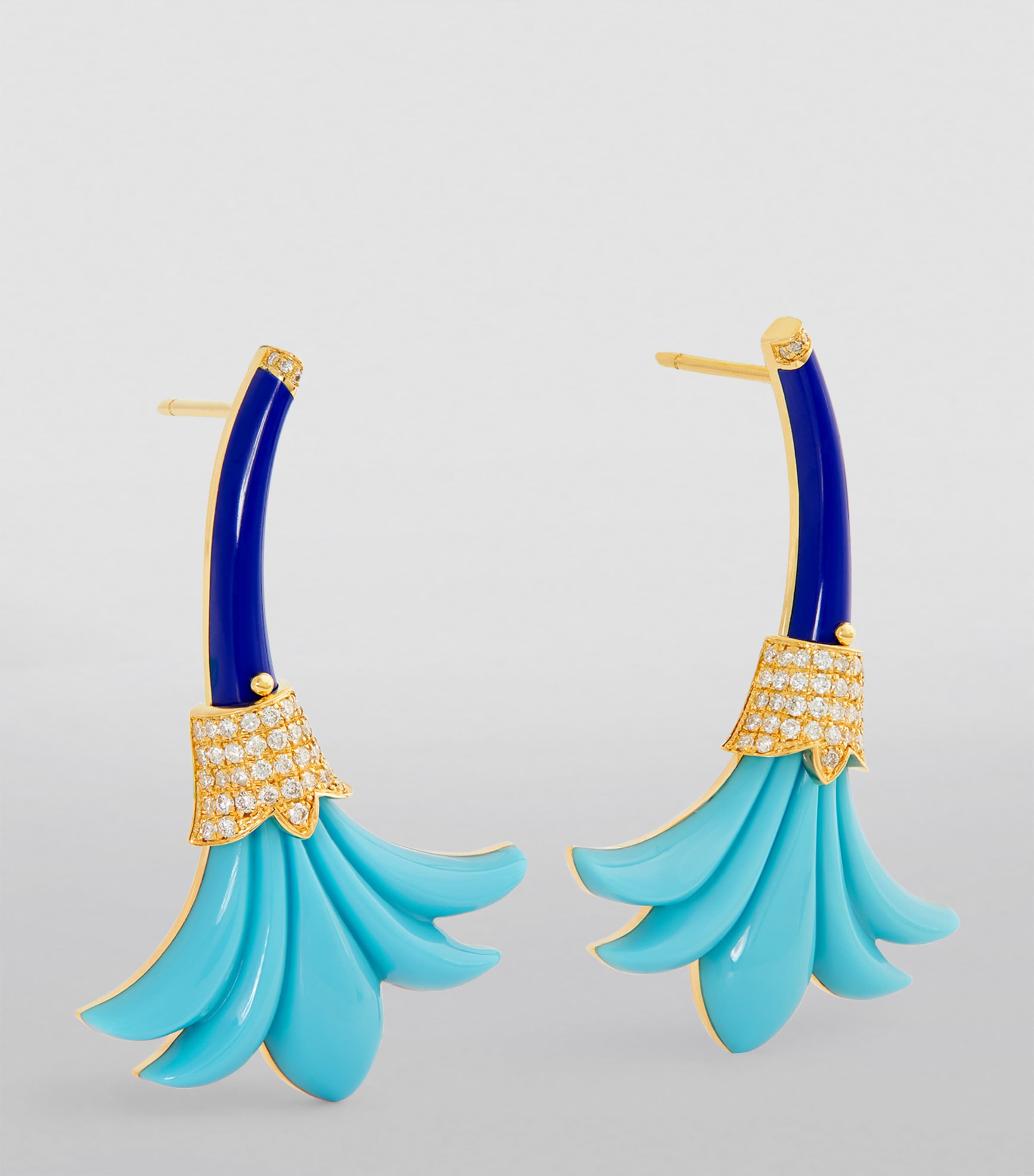 L'ATELIER NAWBAR Yellow Gold, Diamond, Turquoise and Lapis Psychedeliah Earrings Turquoise Image 2