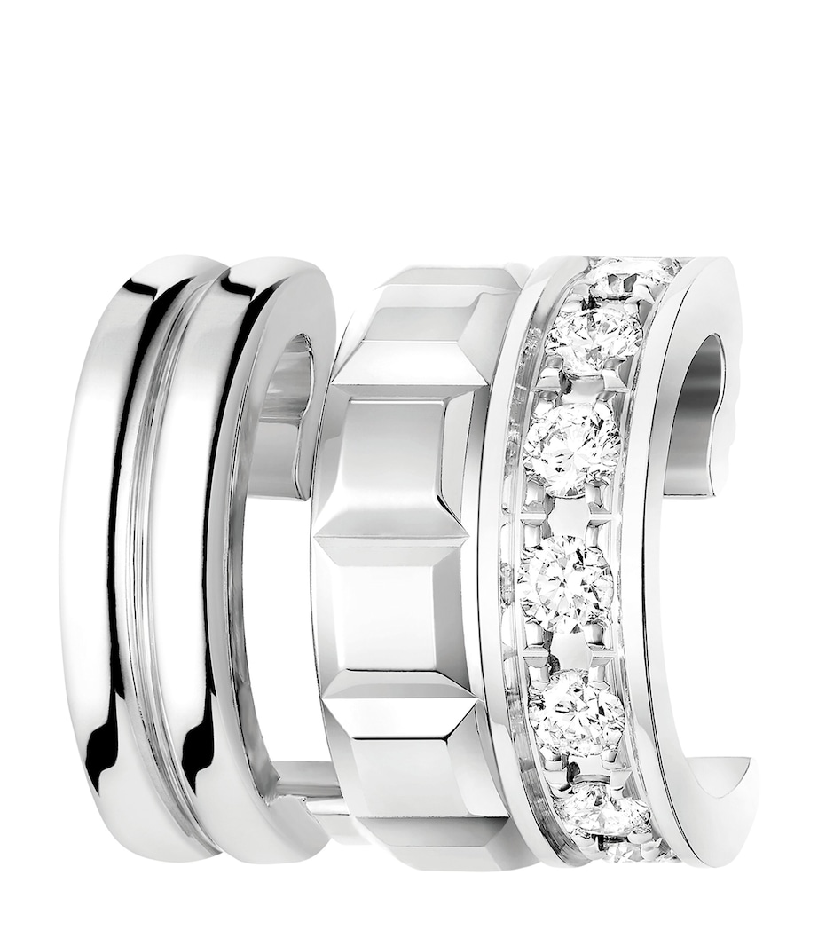 White Gold and Diamond Quatre Single Ear Clip SILVERED Image 1