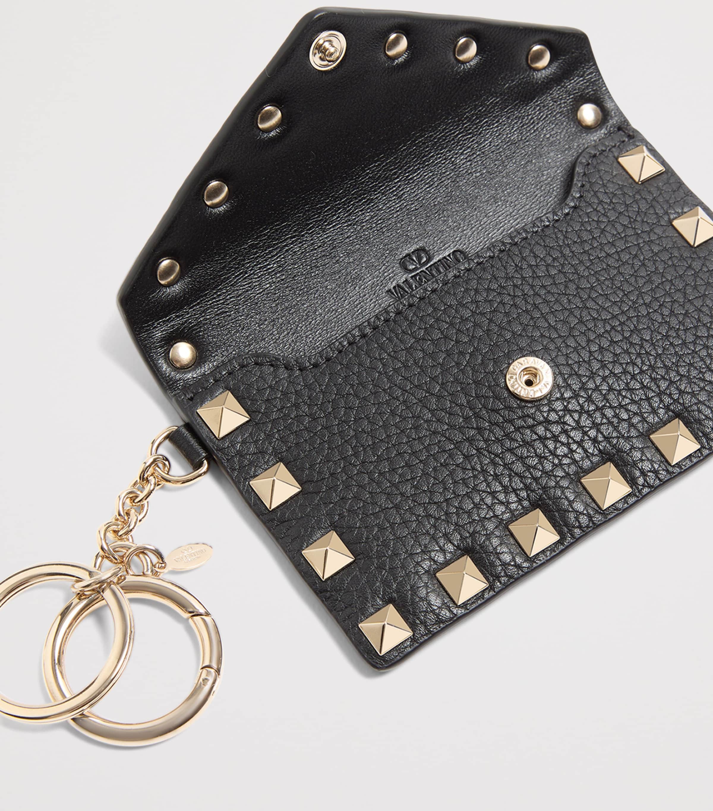 Valentino Garavani Leather Rockstud Keyring Image 3
