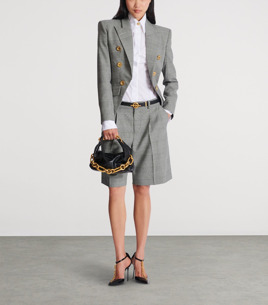 Virgin Wool-Blend Check Shorts EAB BLANC/WHITE. Image 3