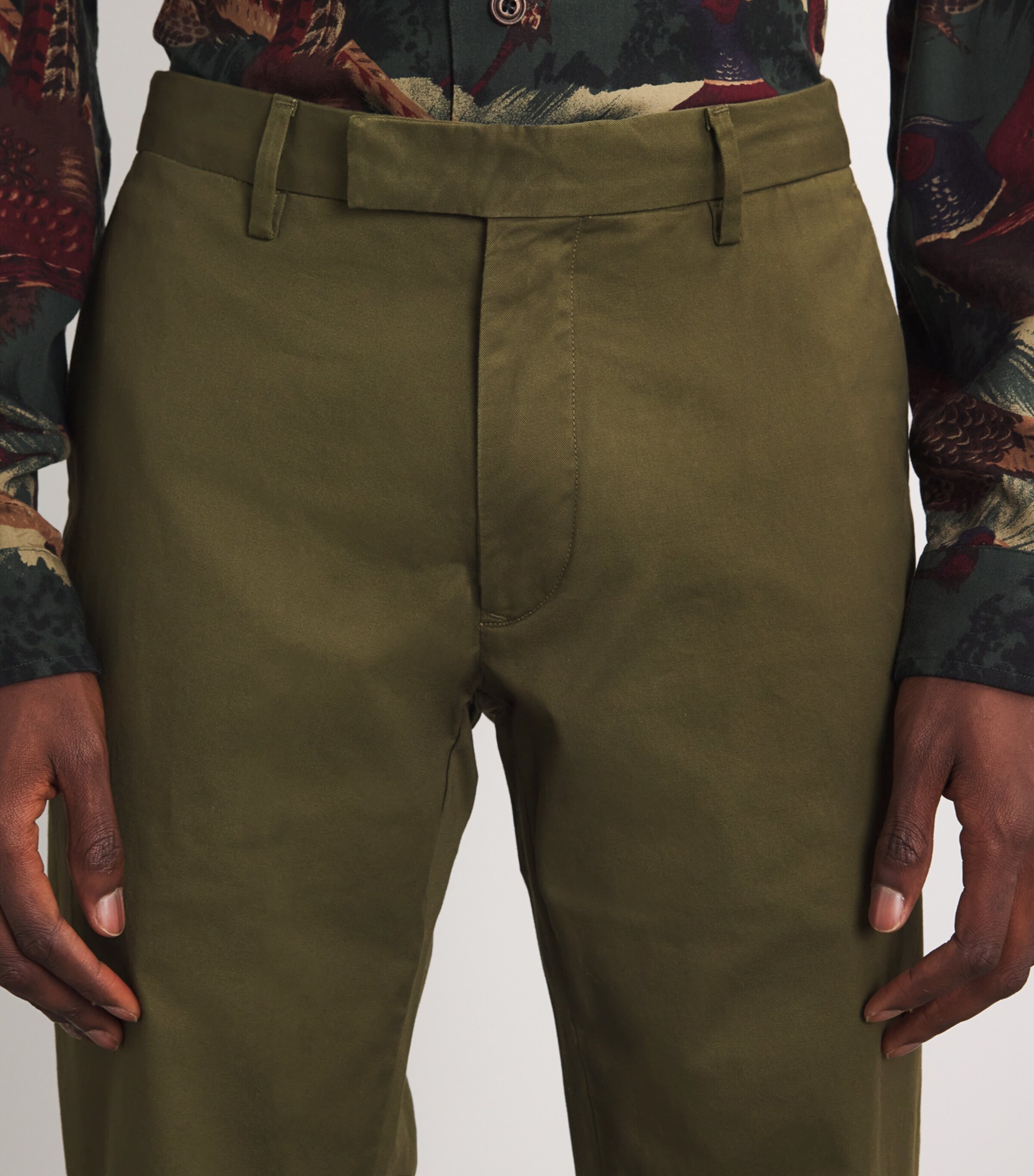 Stretch-Cotton Slim Chinos GREEN Image 6